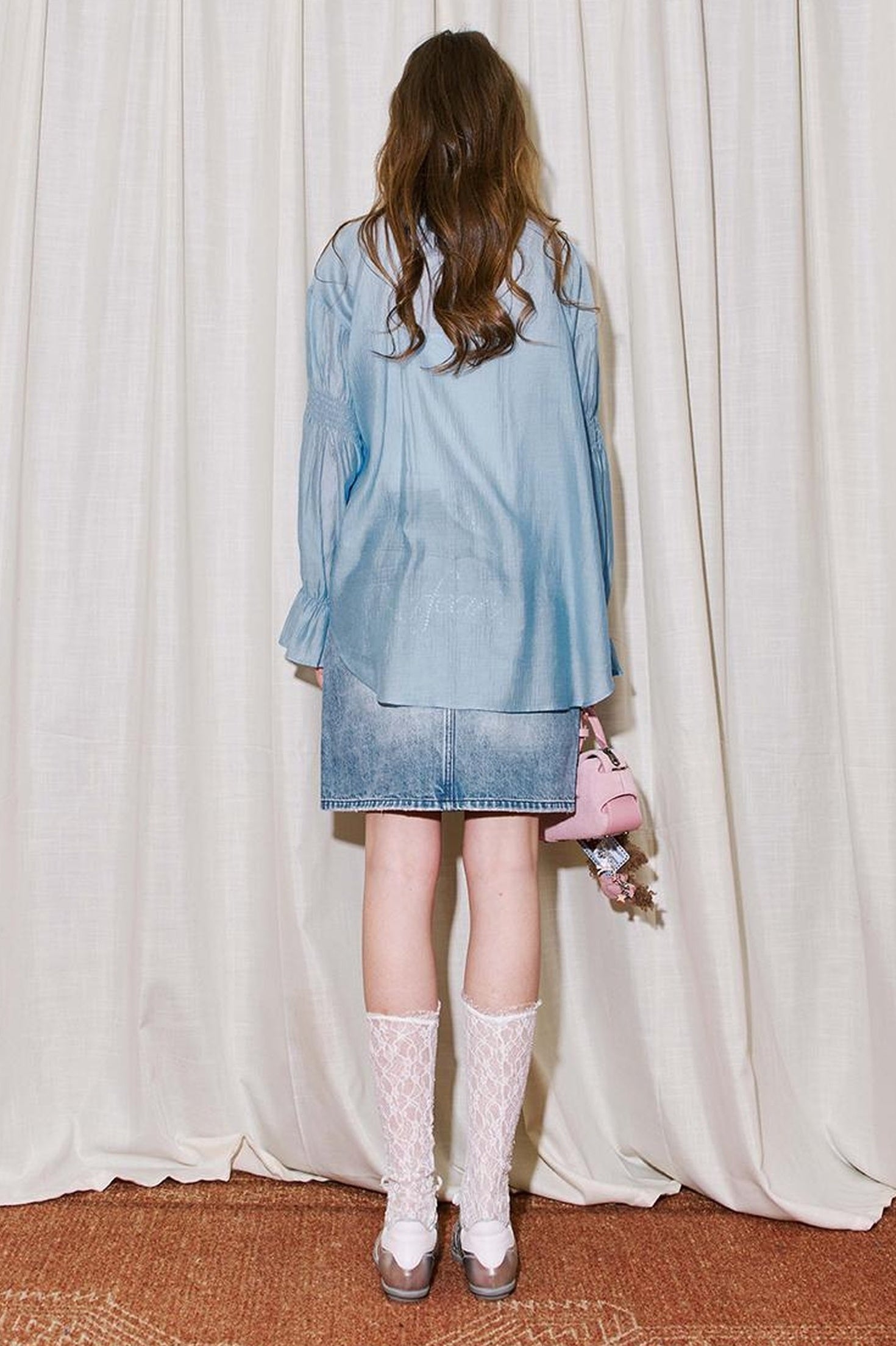 DIDDI MODA Vintage Butterfly Embroidered V Neck Sunshirt In Pastel Tones