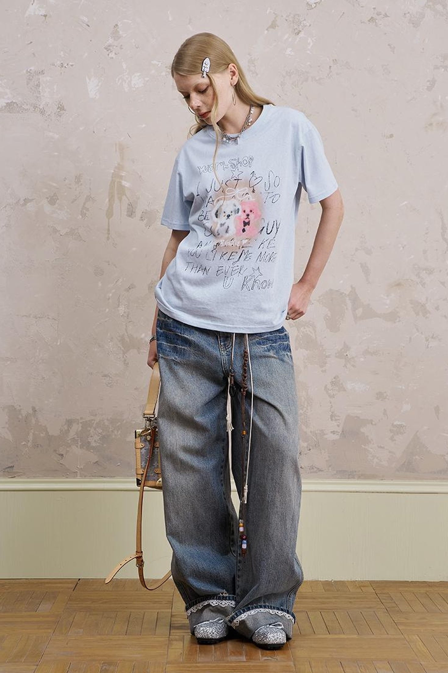 DIDDI MODA Vintage Cartoon Puppy Tee
