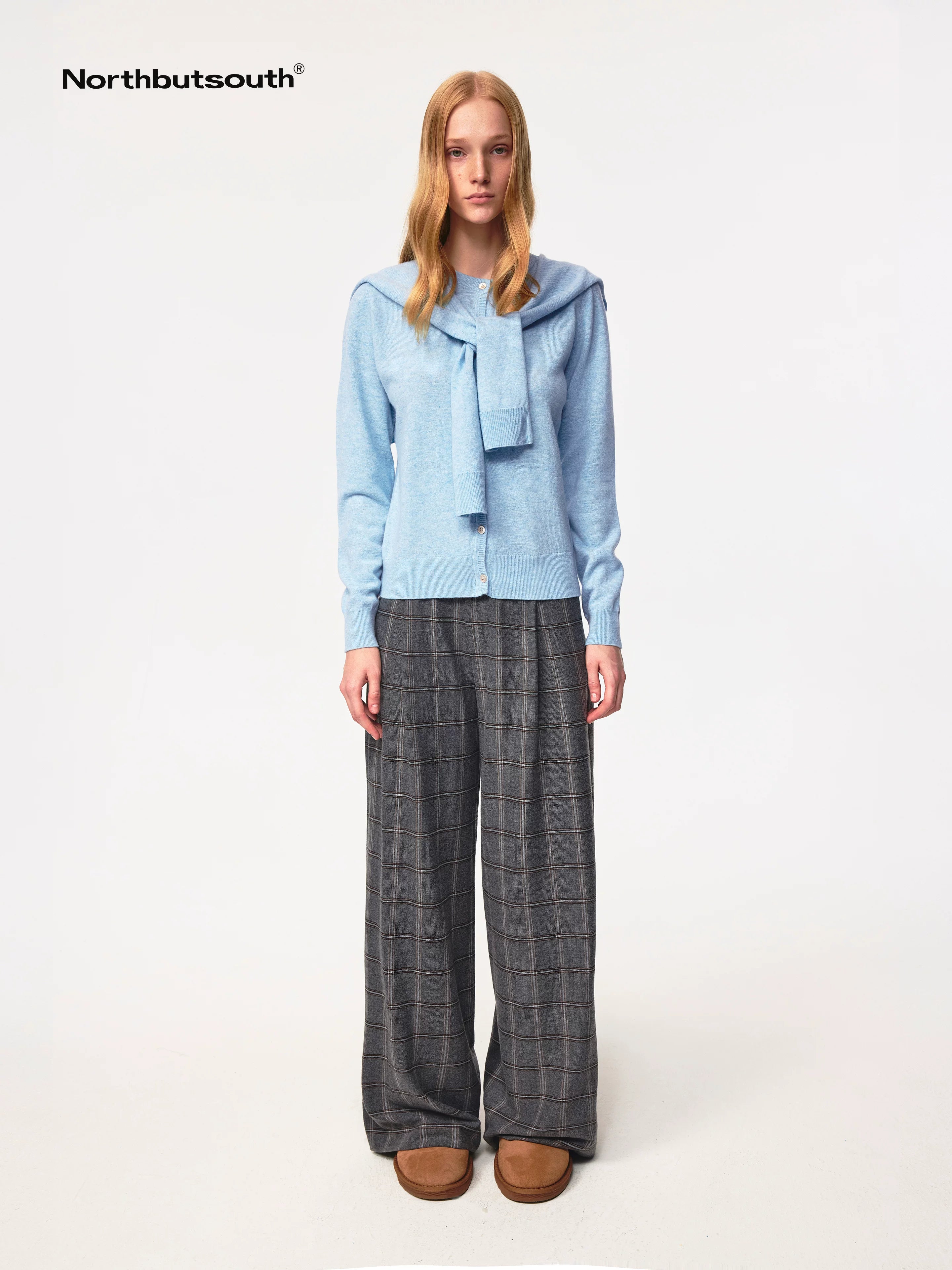 Vintage Checkered Trousers Low Waist Wide Leg Casual Pants