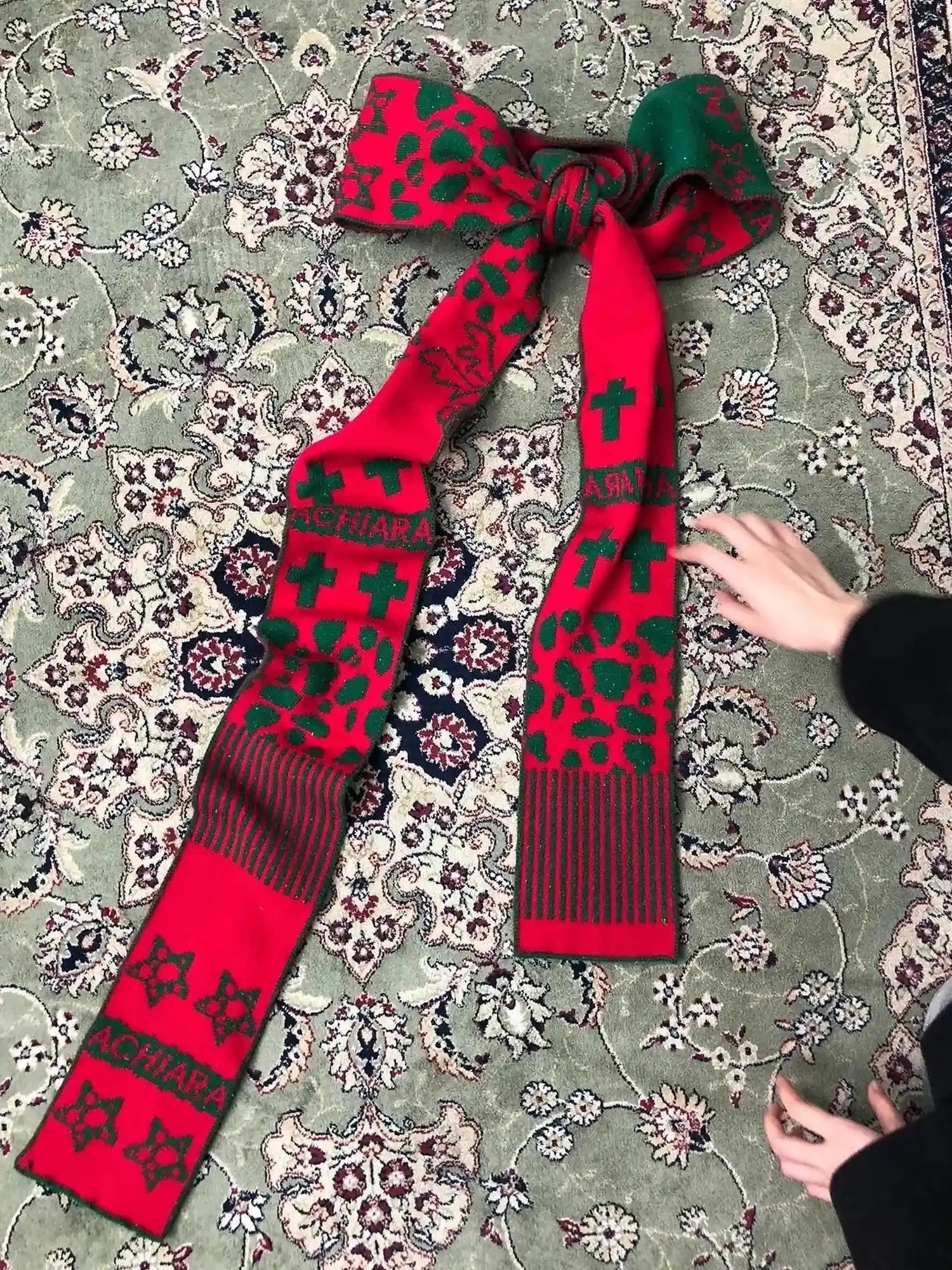 Vintage Christmas Scarf Starry Adventure