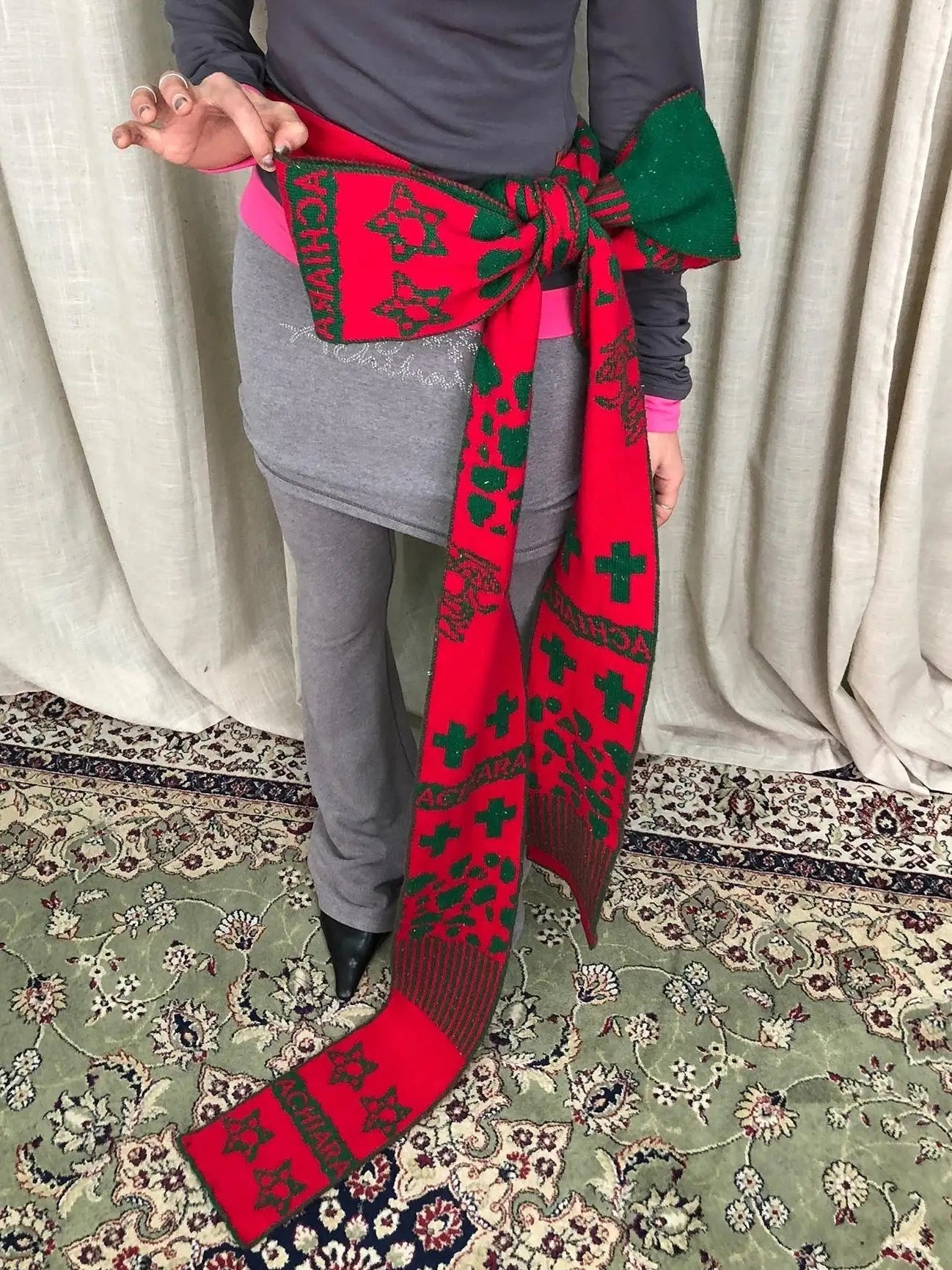 Vintage Christmas Scarf Starry Adventure