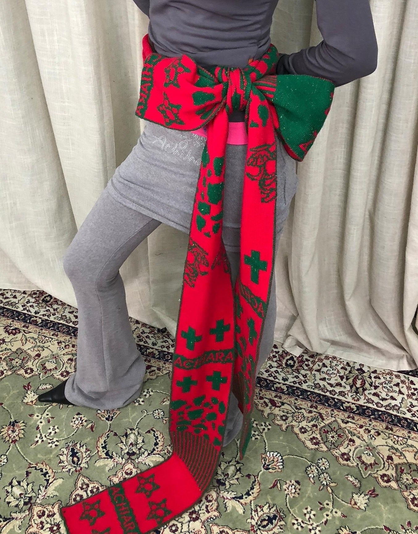 Achihara Vintage Christmas Scarf Starry Adventure