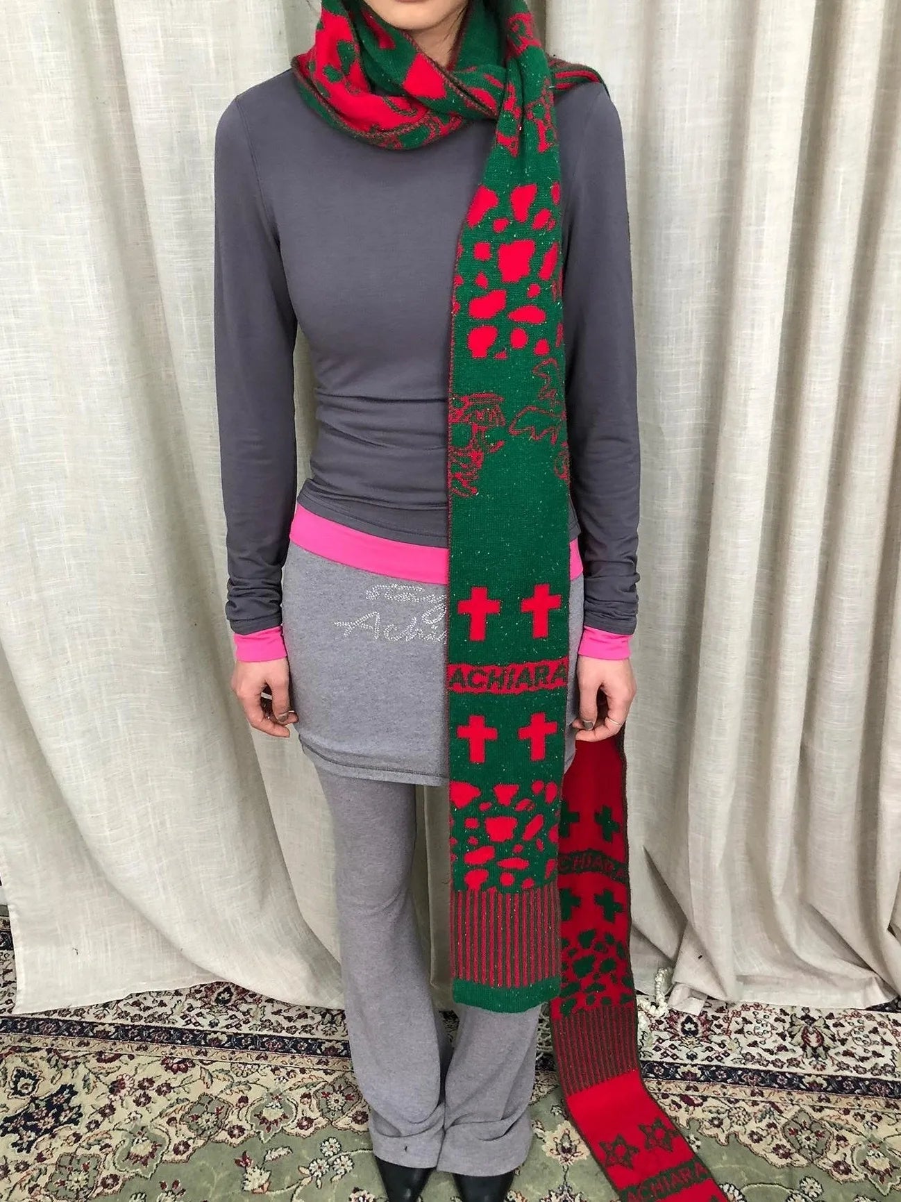 Vintage Christmas Scarf Starry Adventure