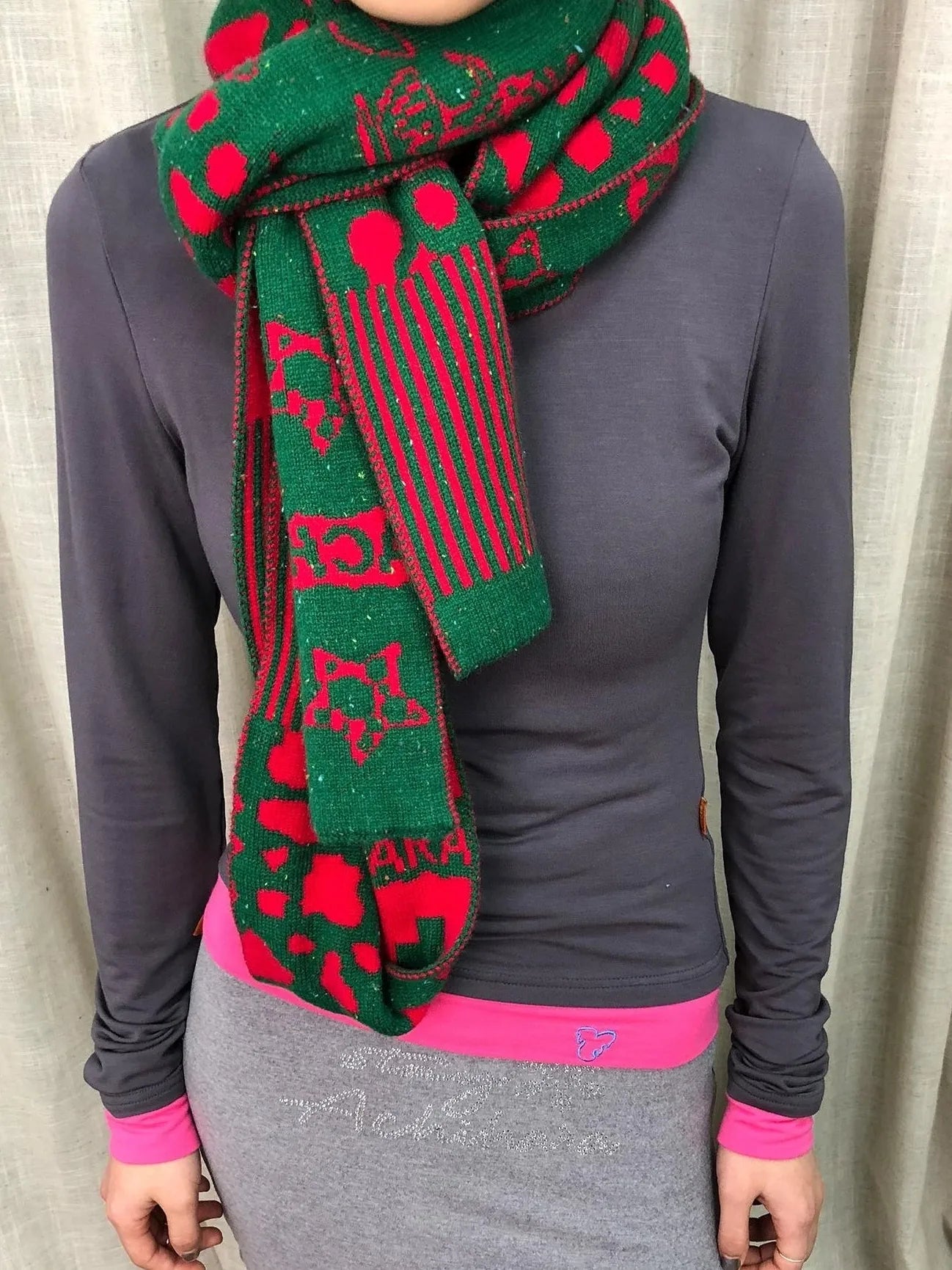 Vintage Christmas Scarf Starry Adventure
