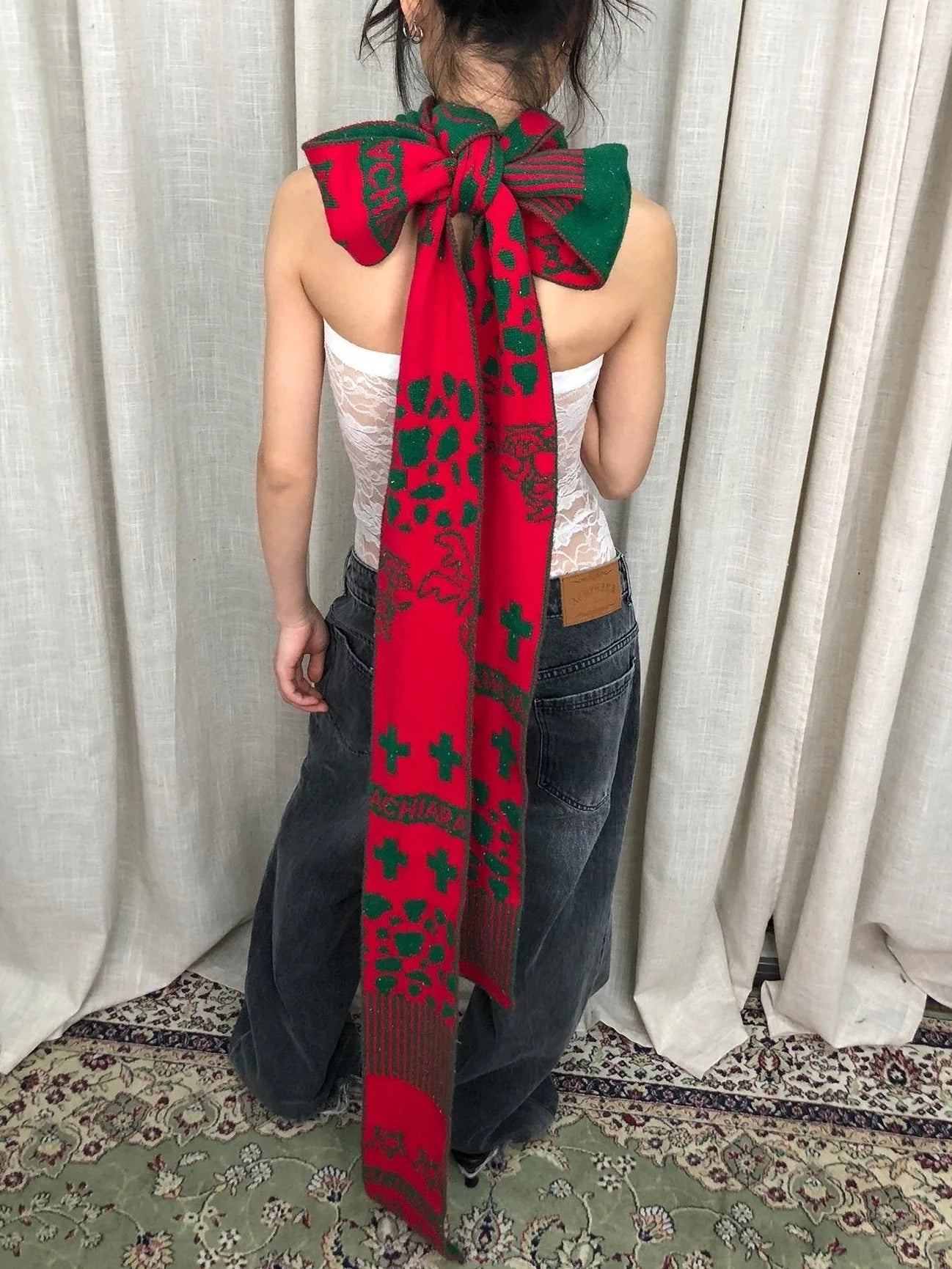 Vintage Christmas Scarf Starry Adventure