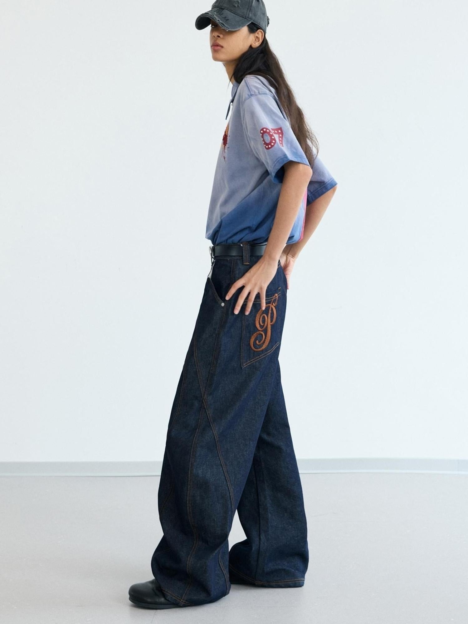 Peoplesense Vintage Cotton Draped Curved Pants With Loose Fit