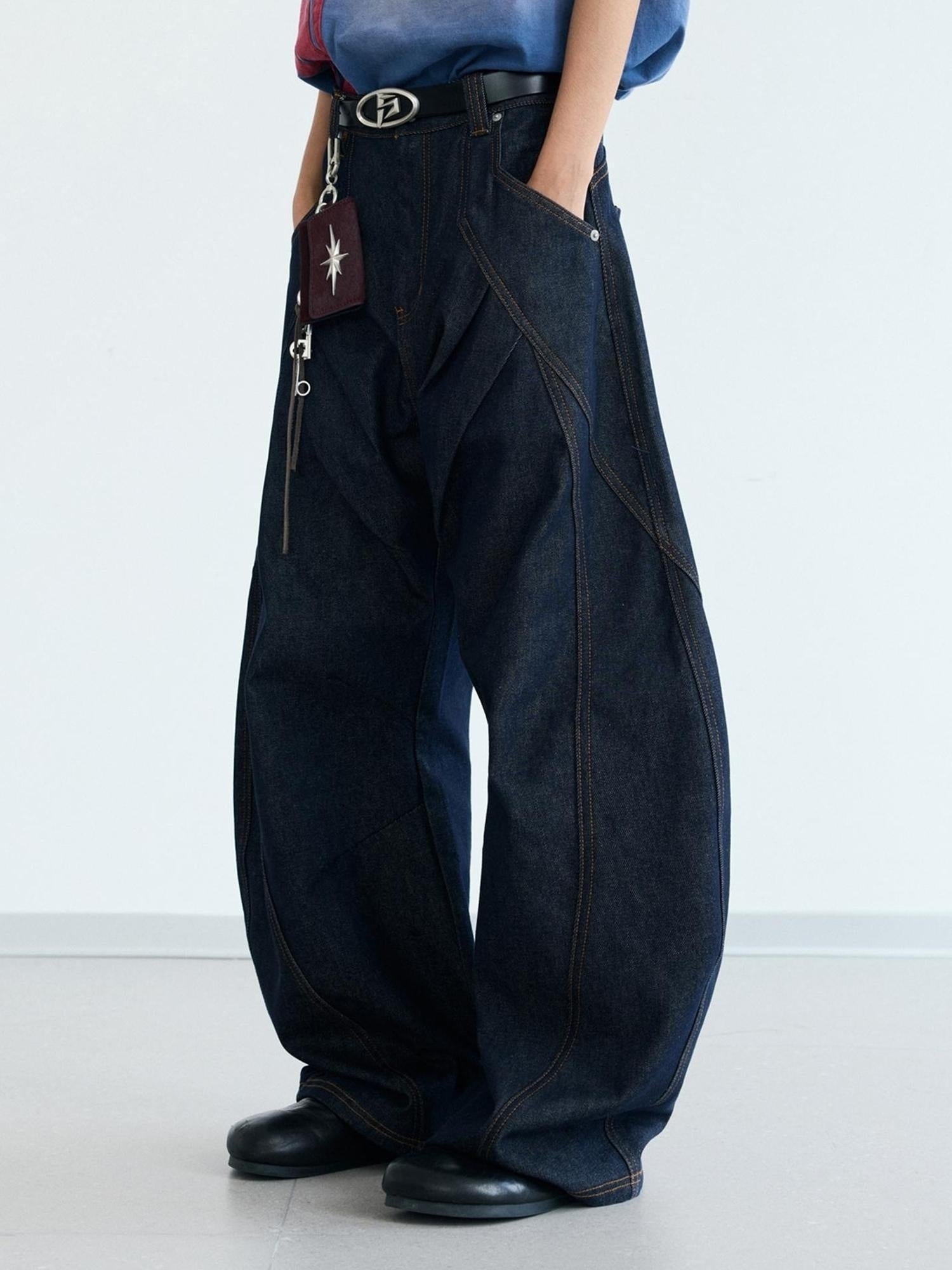 Peoplesense Vintage Cotton Draped Curved Pants With Loose Fit