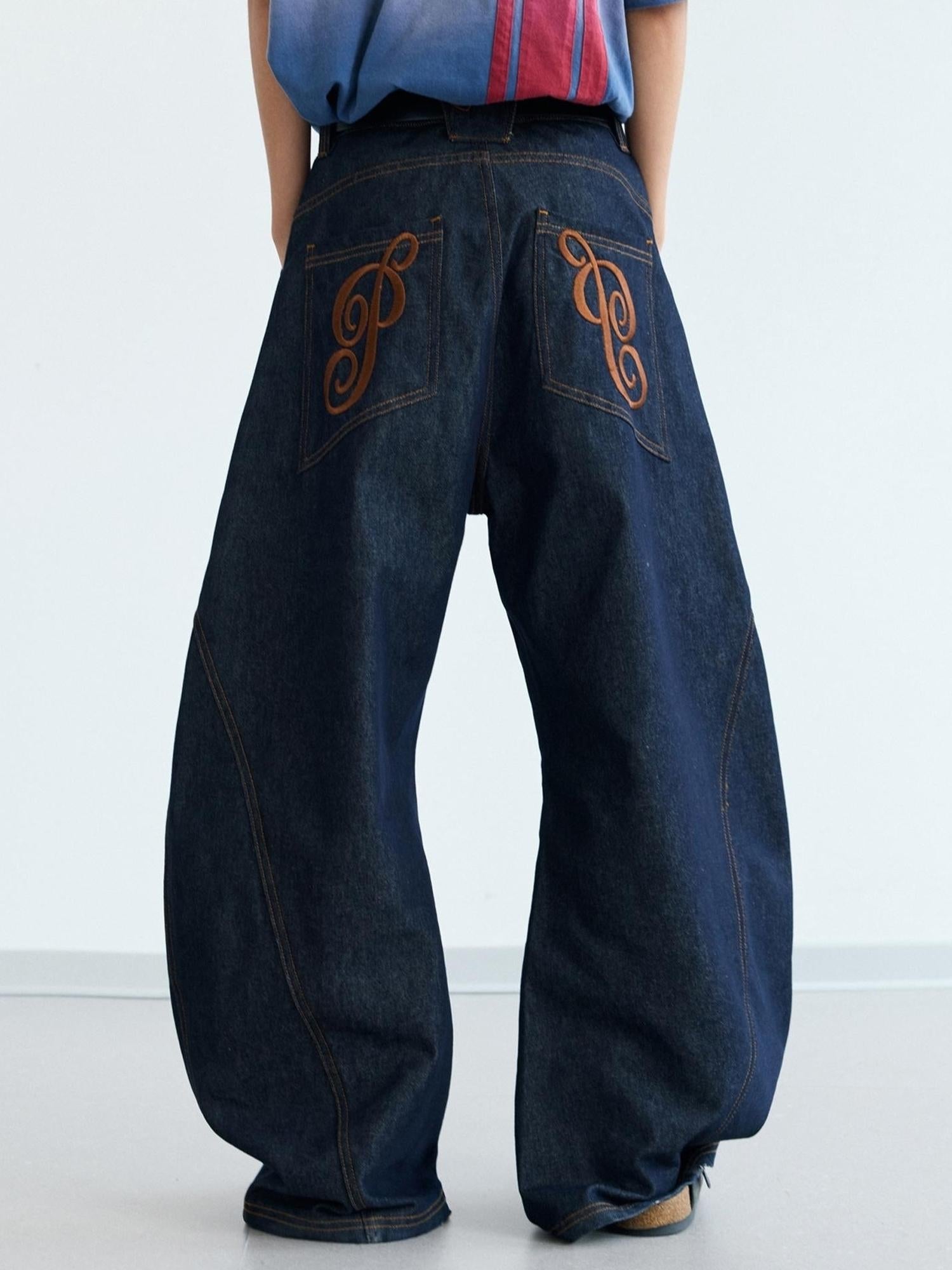 Peoplesense Vintage Cotton Draped Curved Pants With Loose Fit
