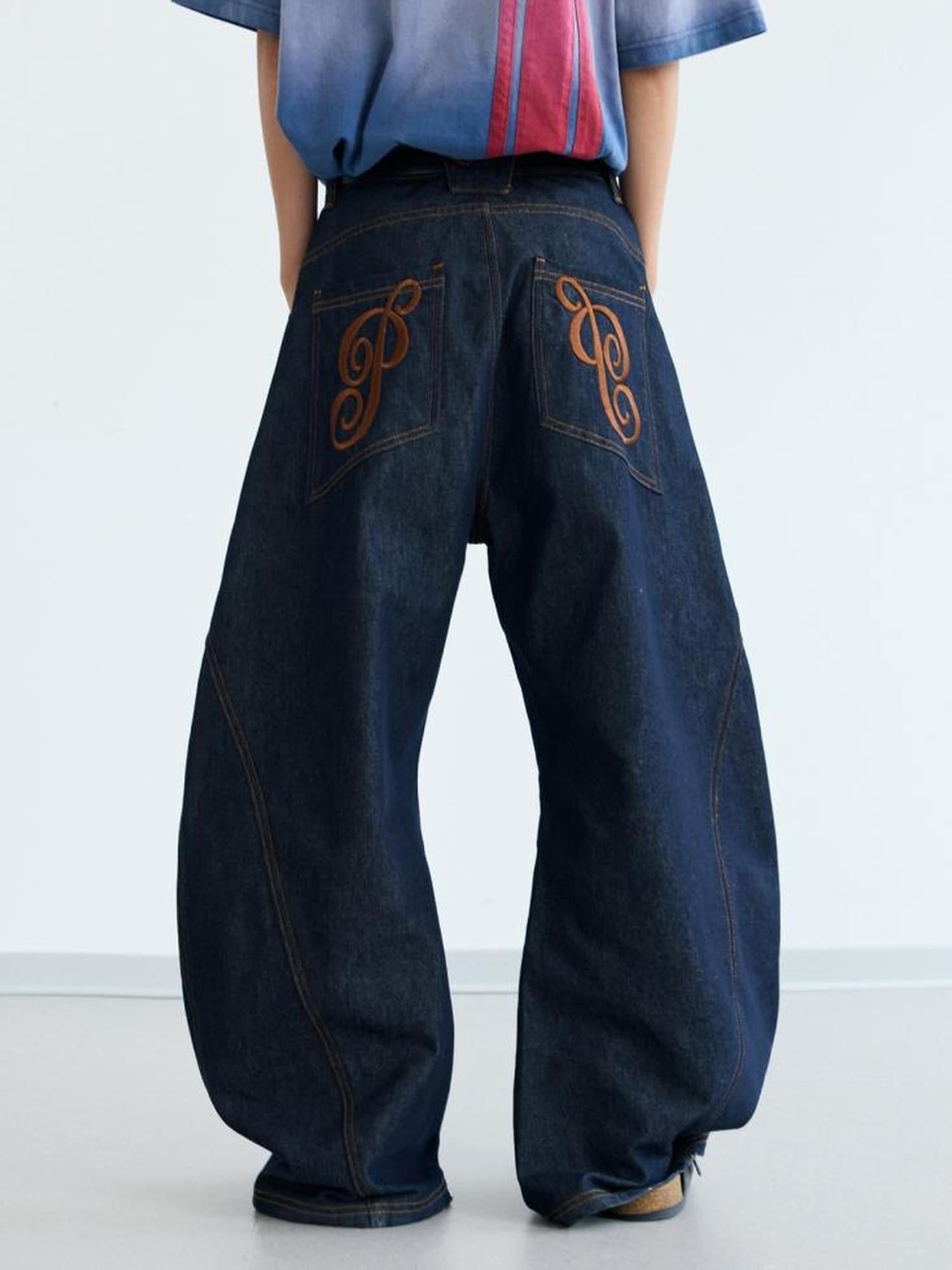 Peoplesense Vintage Cotton Draped Curved Pants With Loose Fit