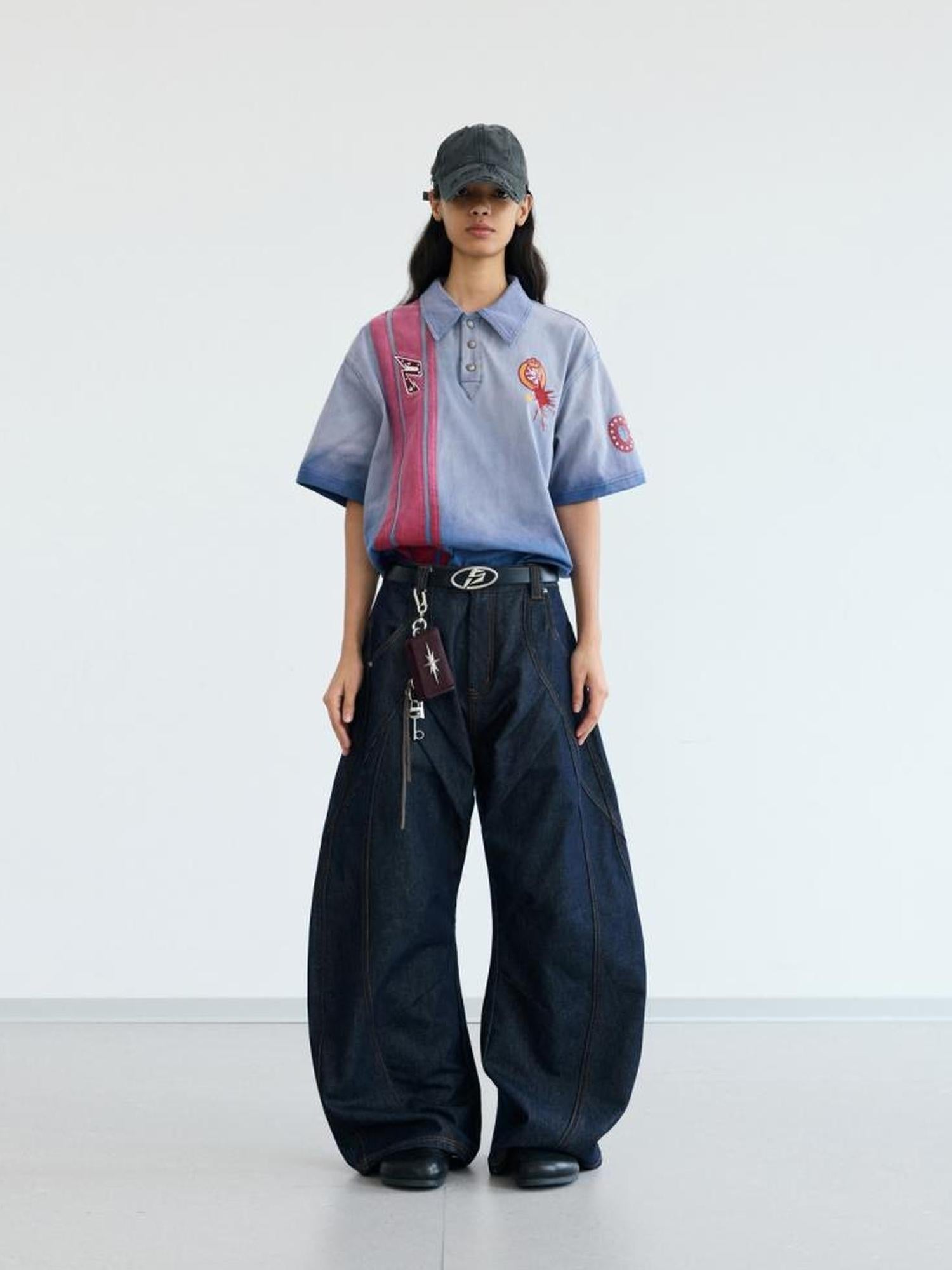 Peoplesense Vintage Cotton Draped Curved Pants With Loose Fit