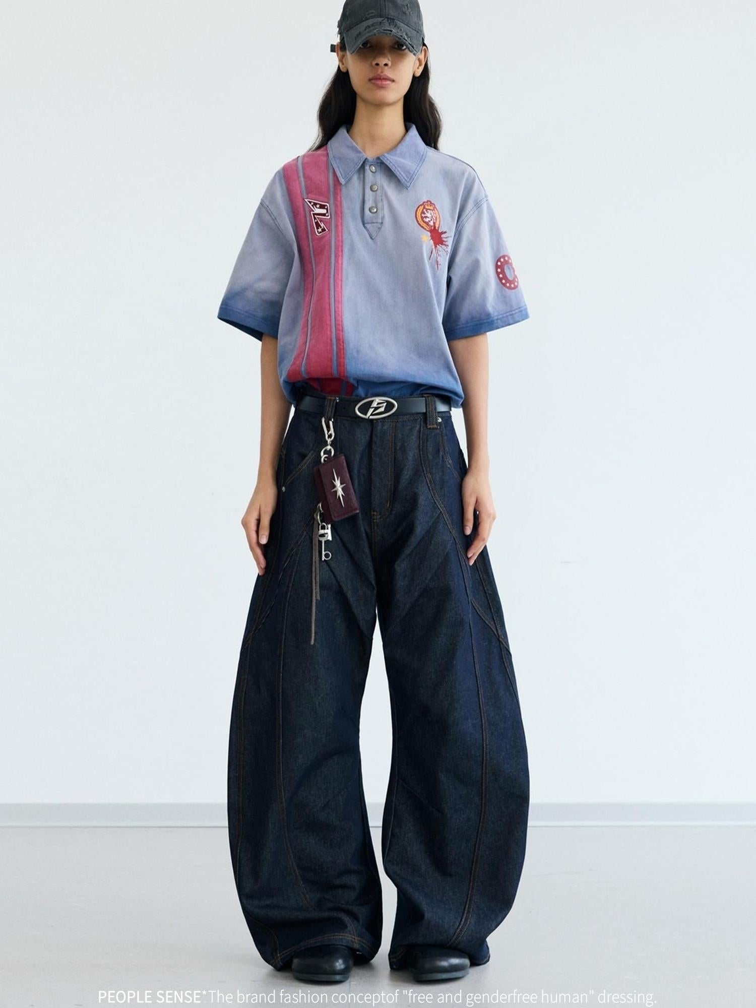 Peoplesense Vintage Cotton Draped Curved Pants With Loose Fit