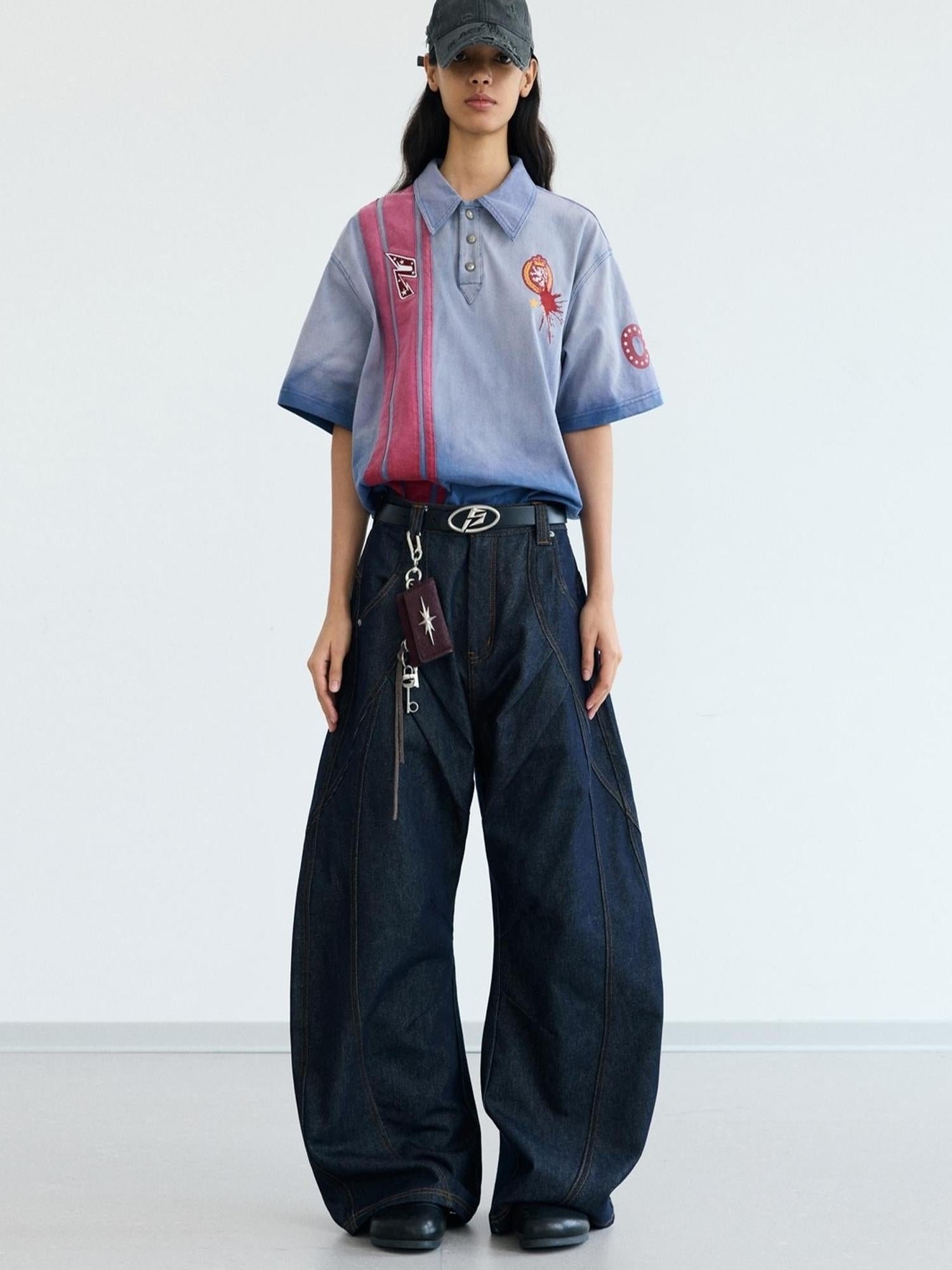 Peoplesense Vintage Cotton Draped Curved Pants With Loose Fit