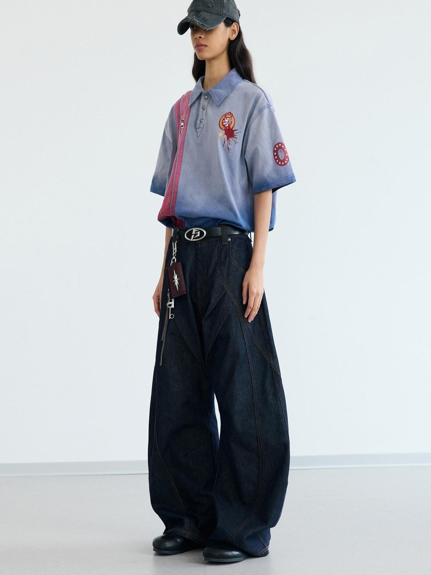 Peoplesense Vintage Cotton Draped Curved Pants With Loose Fit