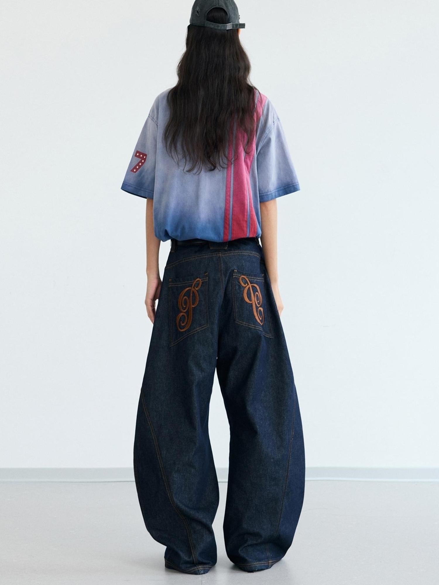 Peoplesense Vintage Cotton Draped Curved Pants With Loose Fit