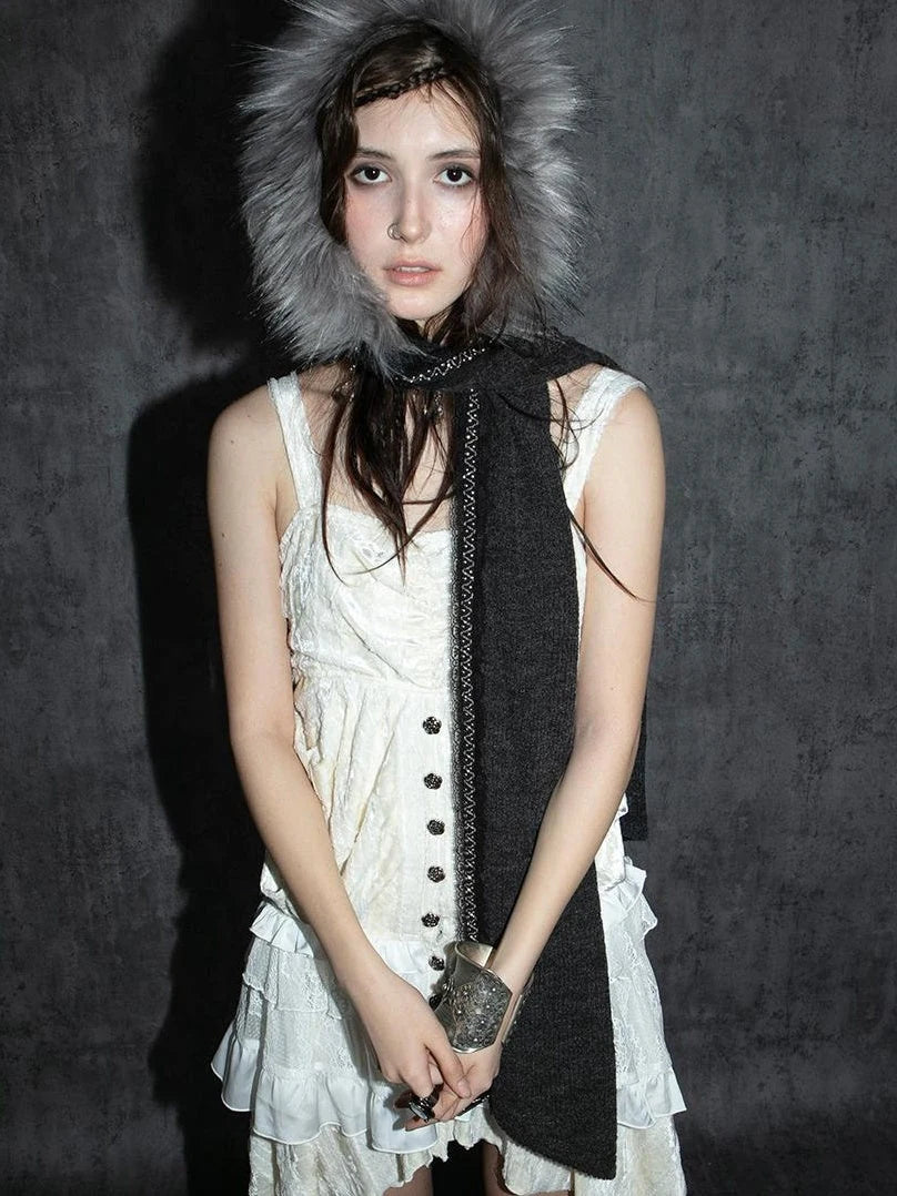 Vintage Crochet Witch Baraclava Scarf & Hat Set Accessories