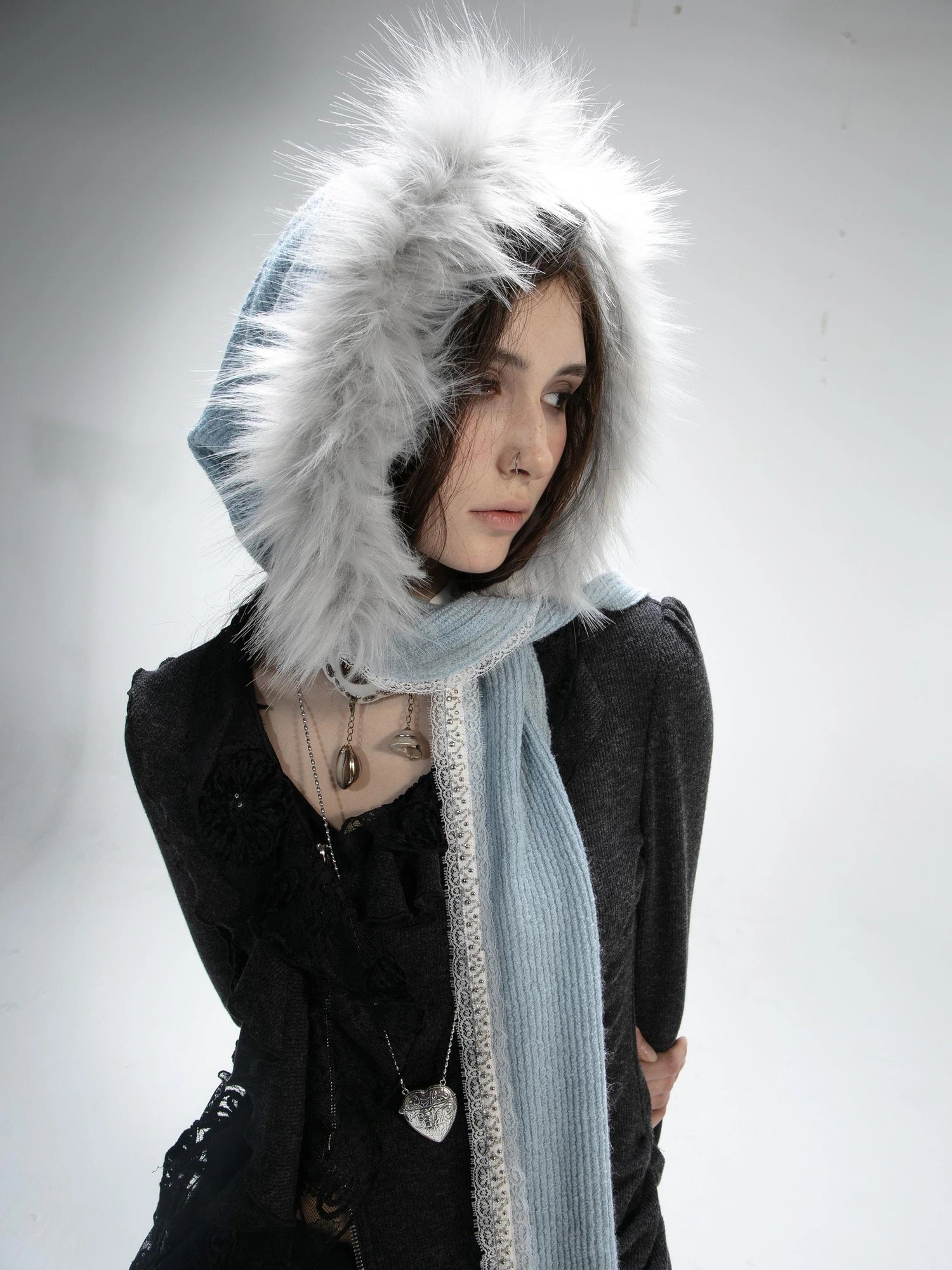 Vintage Crochet Witch Baraclava Scarf & Hat Set Accessories