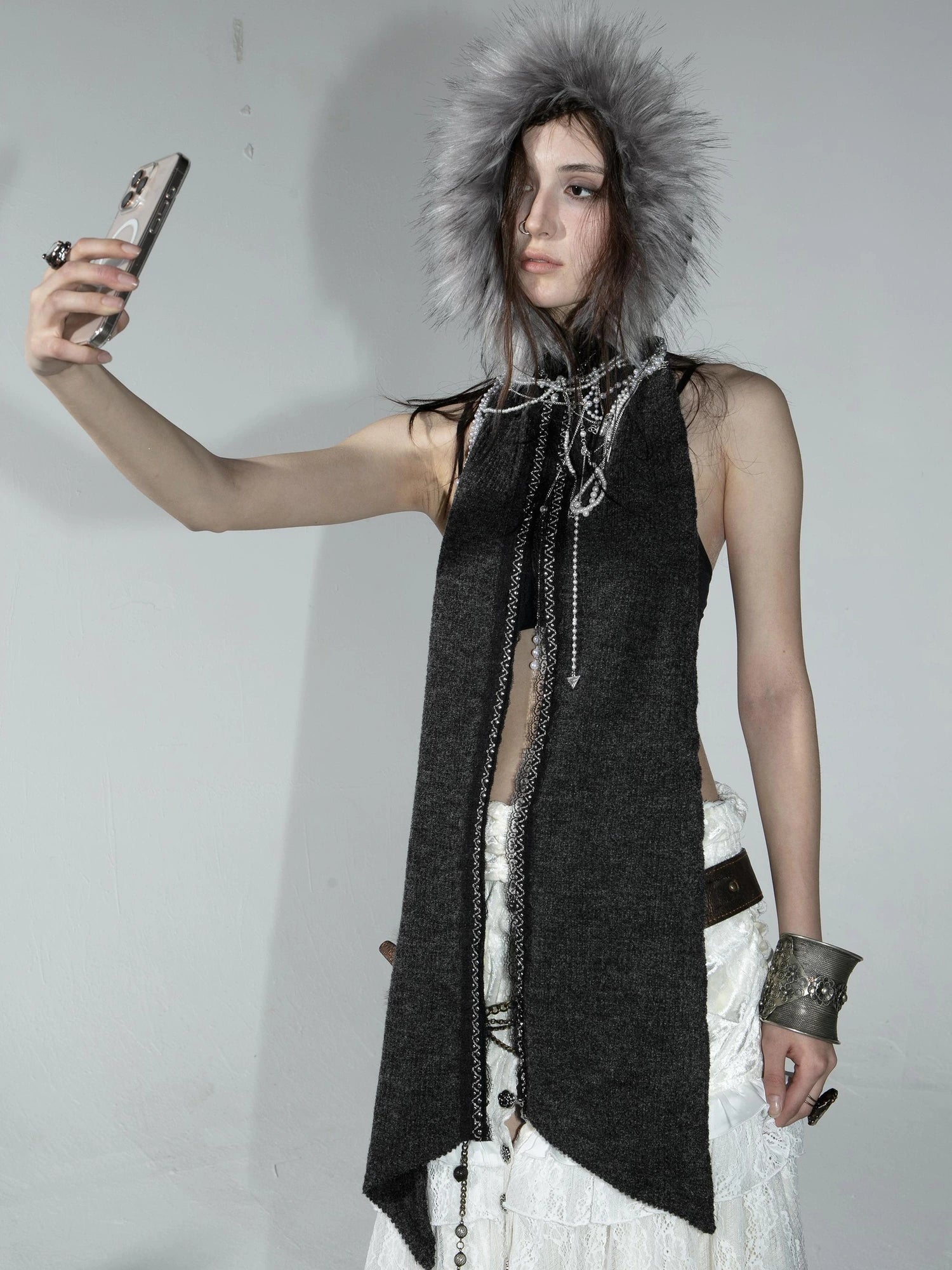 Vintage Crochet Witch Baraclava Scarf & Hat Set Accessories