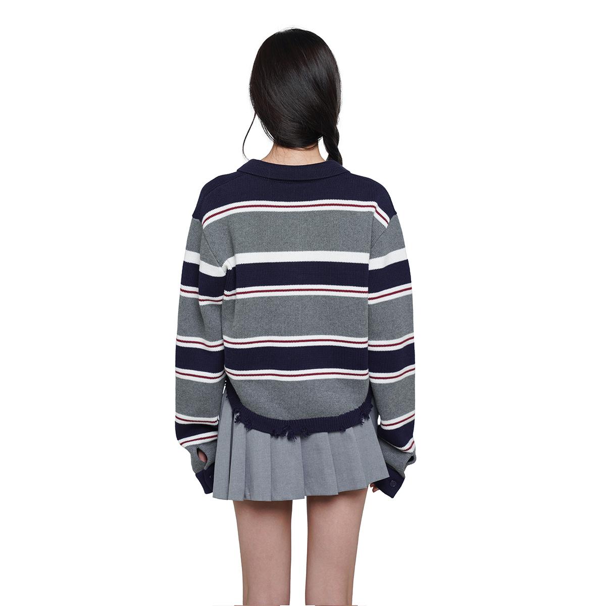 SweetChilling Vintage Cropped Polo Knit Sweater For Women