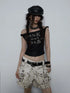 Vintage Dark Y2K Leopard Print Crop Top T-Shirt