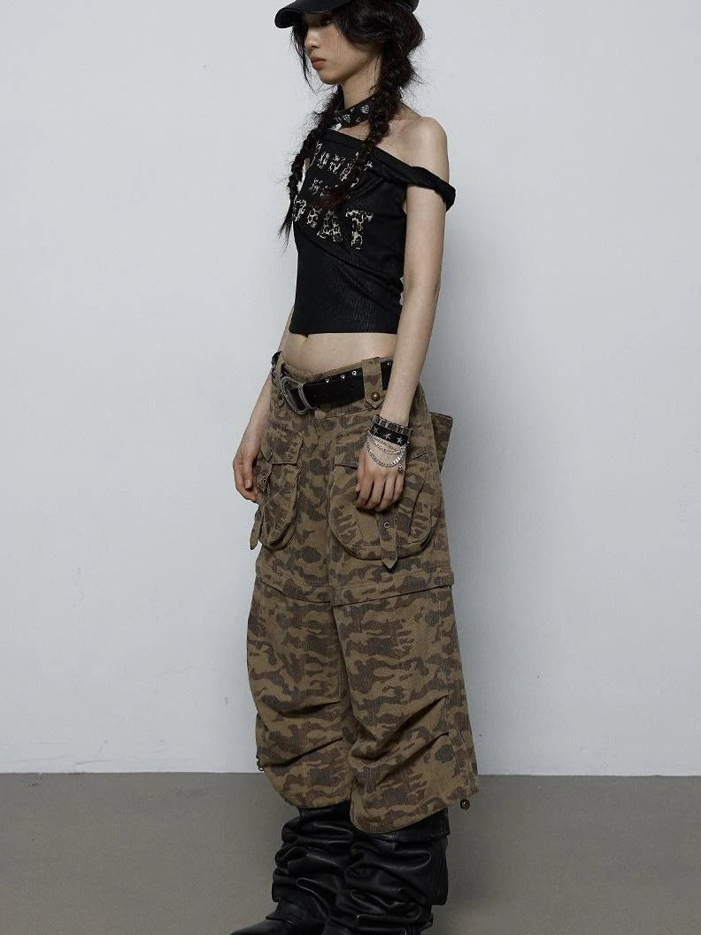 Vintage Dark Y2K Leopard Print Crop Top T-Shirt