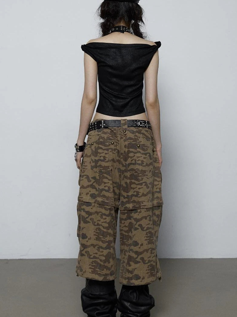 Vintage Dark Y2K Leopard Print Crop Top T-Shirt