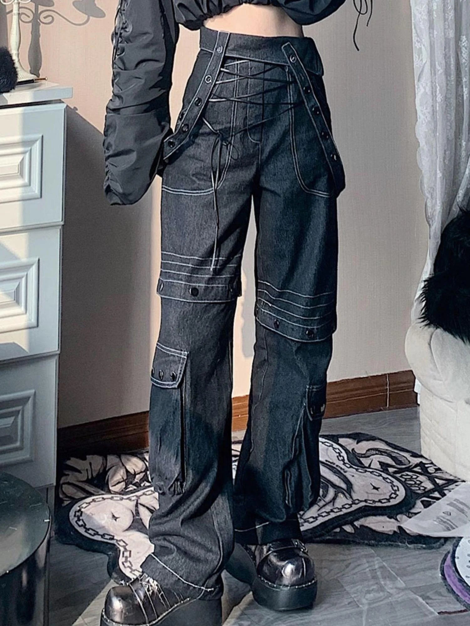 Vintage Deconstructed Denim Overalls Multiway Wear