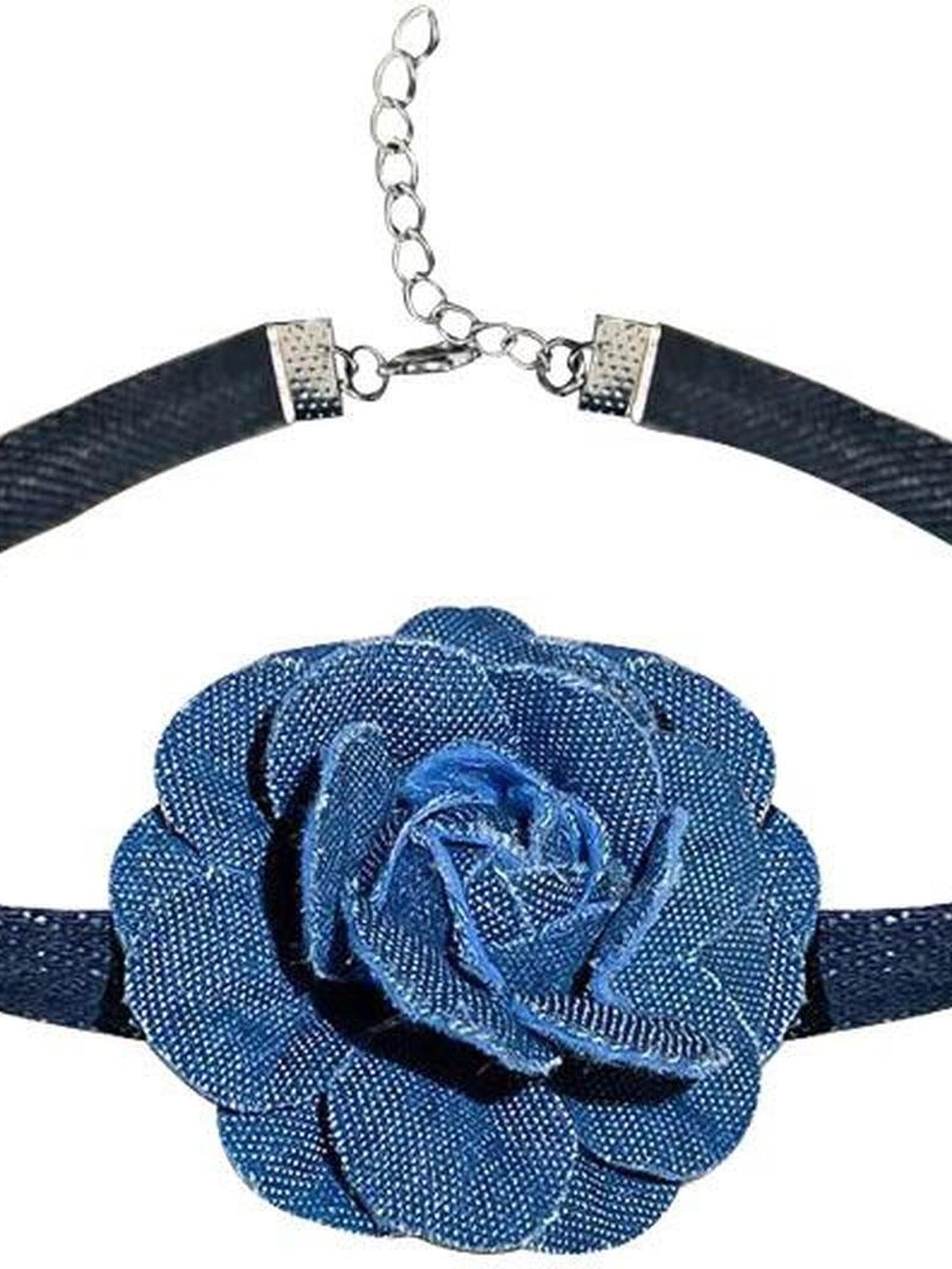 WSW WUSHENWU Vintage Denim Rose Adjustable Necklace