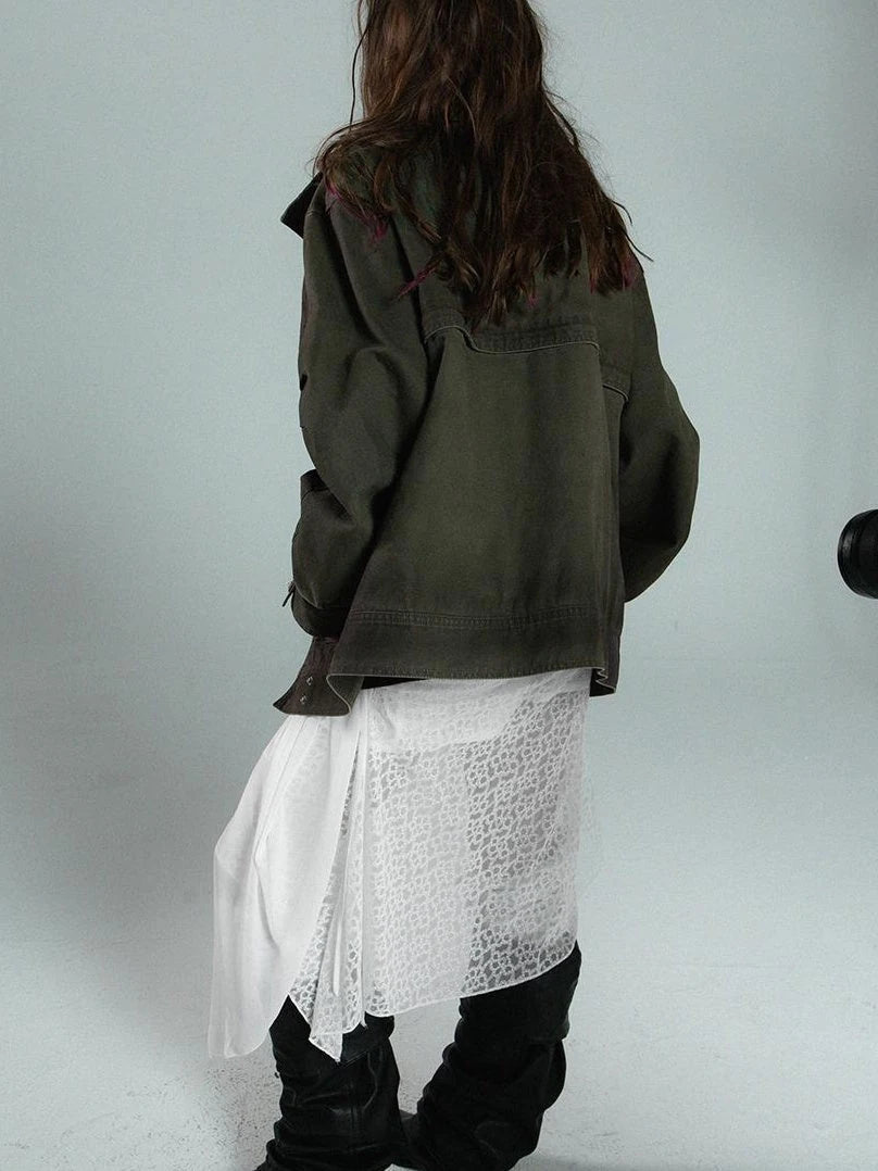 Vintage Distressed Cotton Workwear Reversible Long Short Jacket Coat