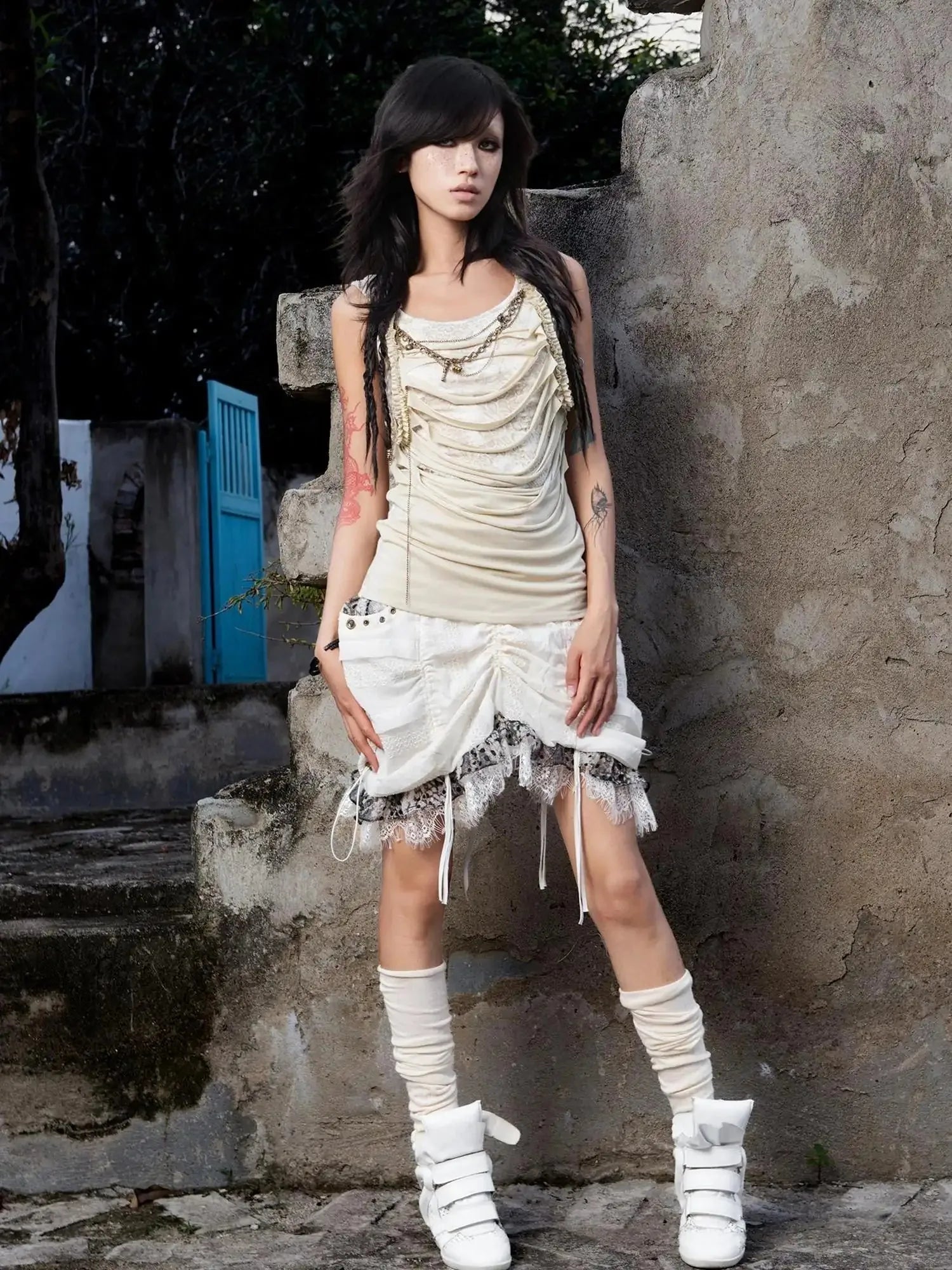 Vintage Distressed Leopard Print Layered Tank Top