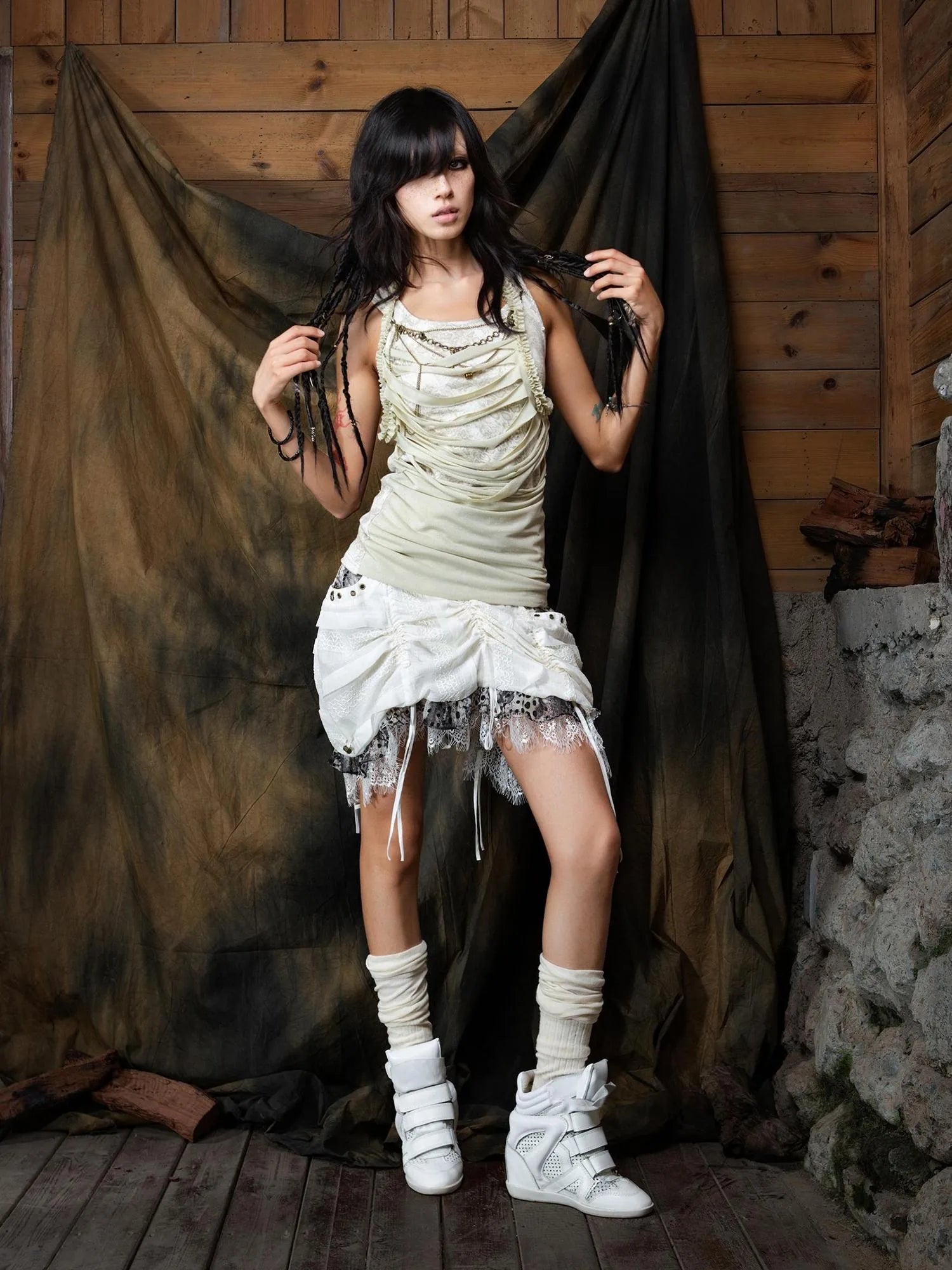 Vintage Distressed Leopard Print Layered Tank Top