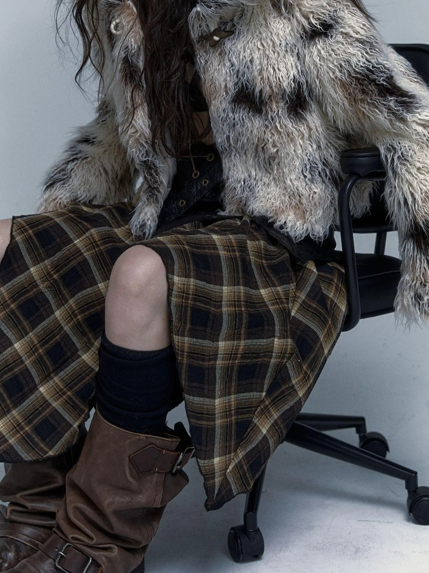 Vintage Distressed Short Fuzzy Jacket Eco Faux Fur Coat