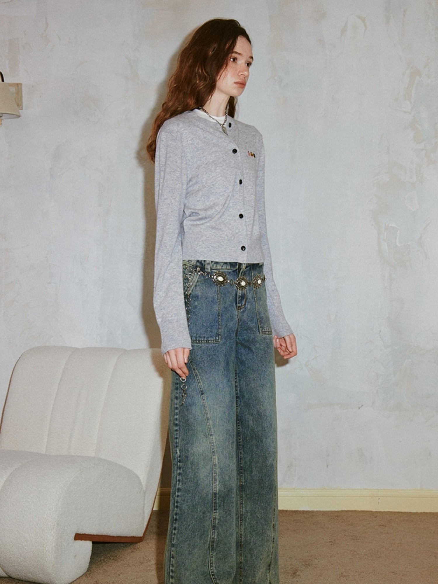 DIDDI MODA Vintage Double Waist Relaxed Straight Jeans
