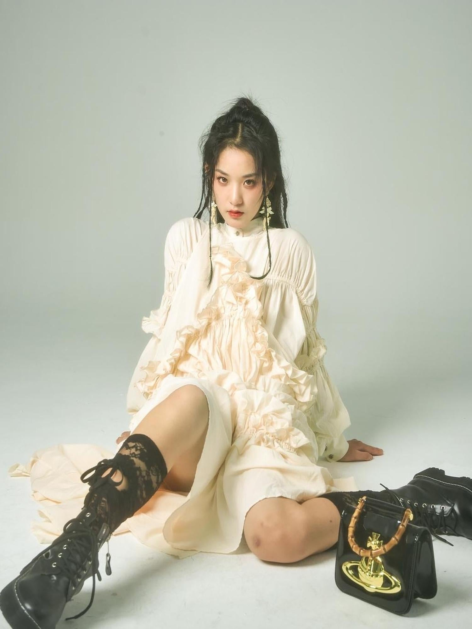 Sweet Mi Vintage Eco Dyed Oversized Cotton Pleat Shirt Dress Vest Set