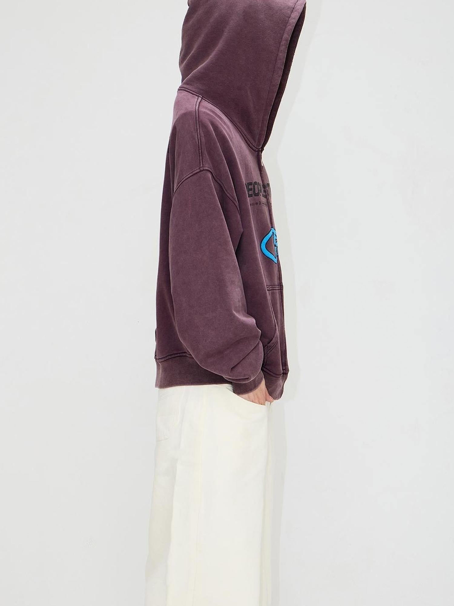 Peoplesense Vintage Embroidered 480g Washed Zip Hoodie Unisex