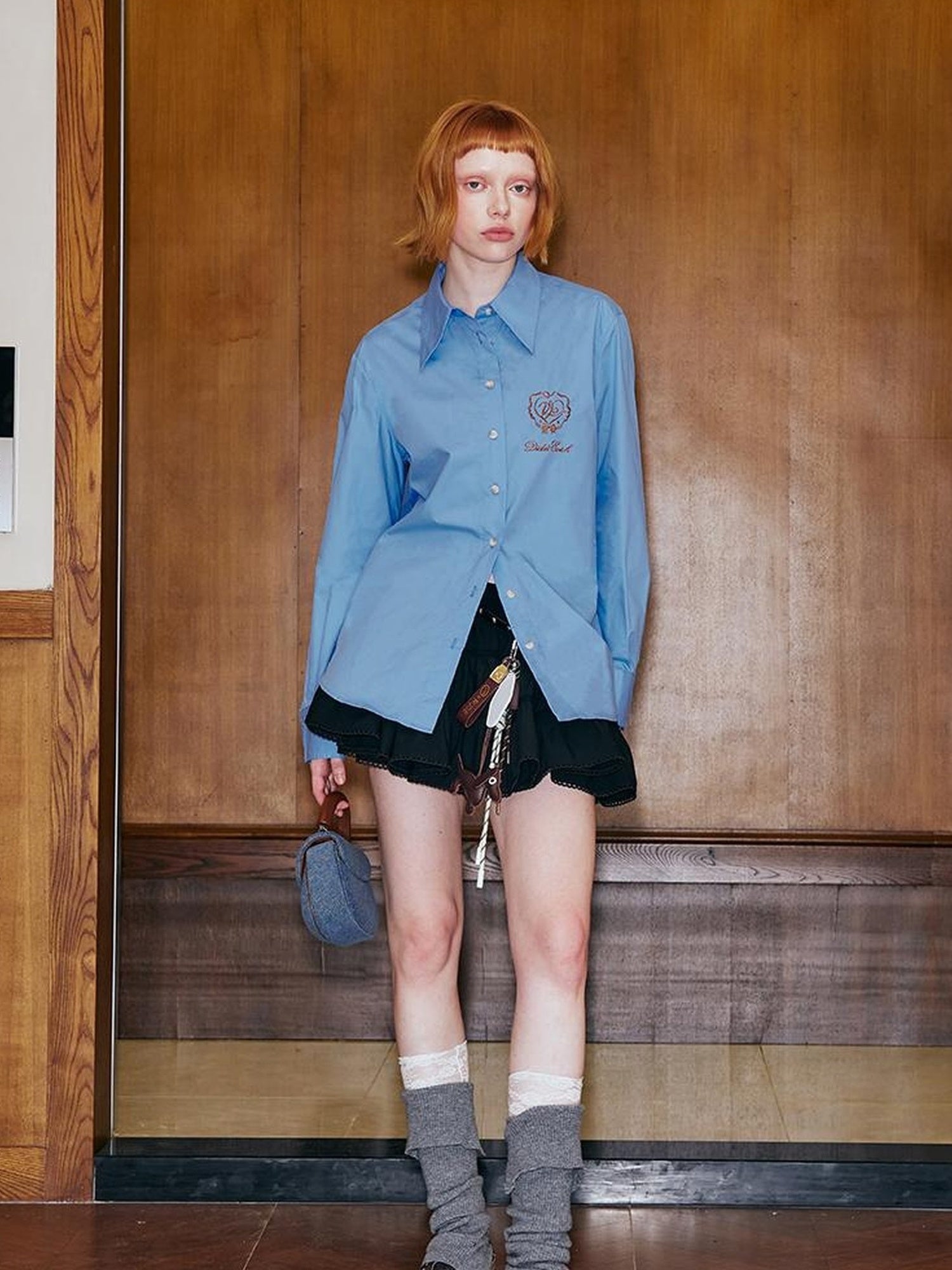 DIDDI MODA Vintage Embroidered Blue Overshirt