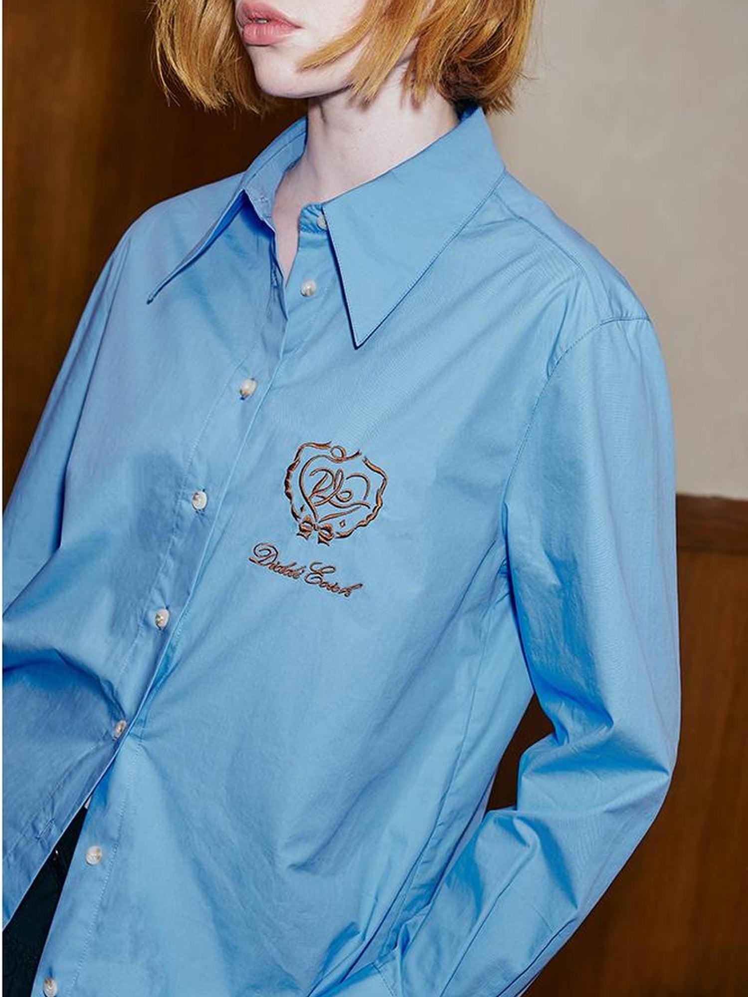 DIDDI MODA Vintage Embroidered Blue Overshirt