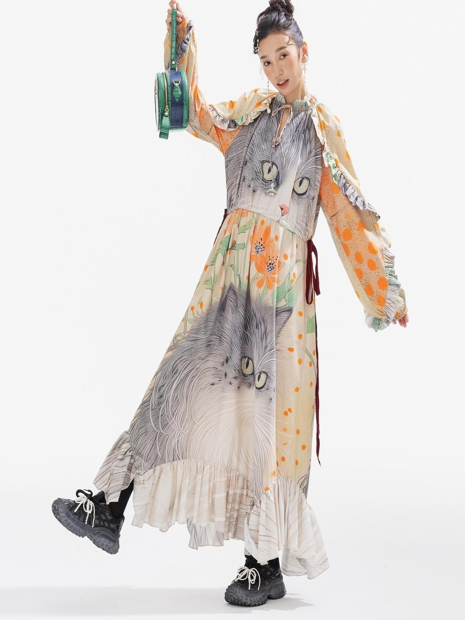 Sweet Mi Vintage Ethnic Print Maxi Dress