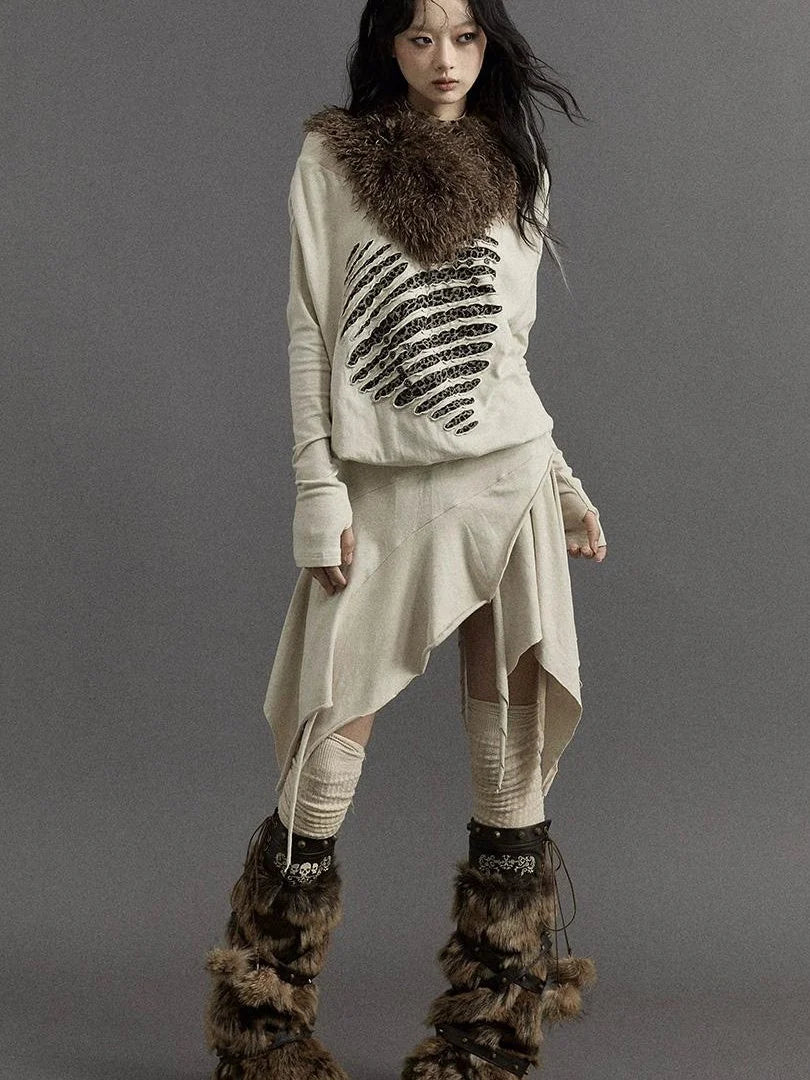 Vintage Faux Fur Scarf Warm Eco-Friendly Shearling Collar