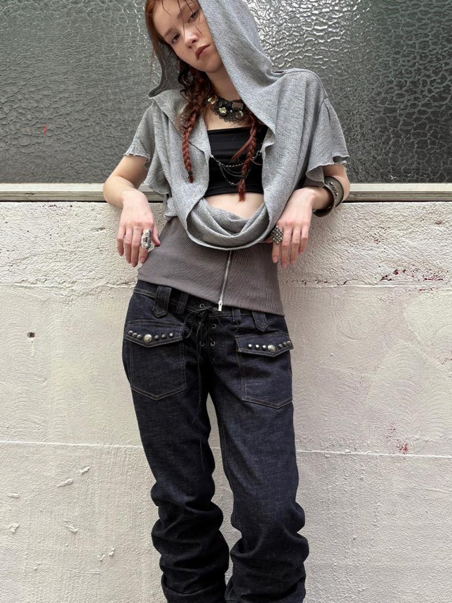 DoublePunch Vintage Flare Denim Jeans With Double Waistband Slim Fit