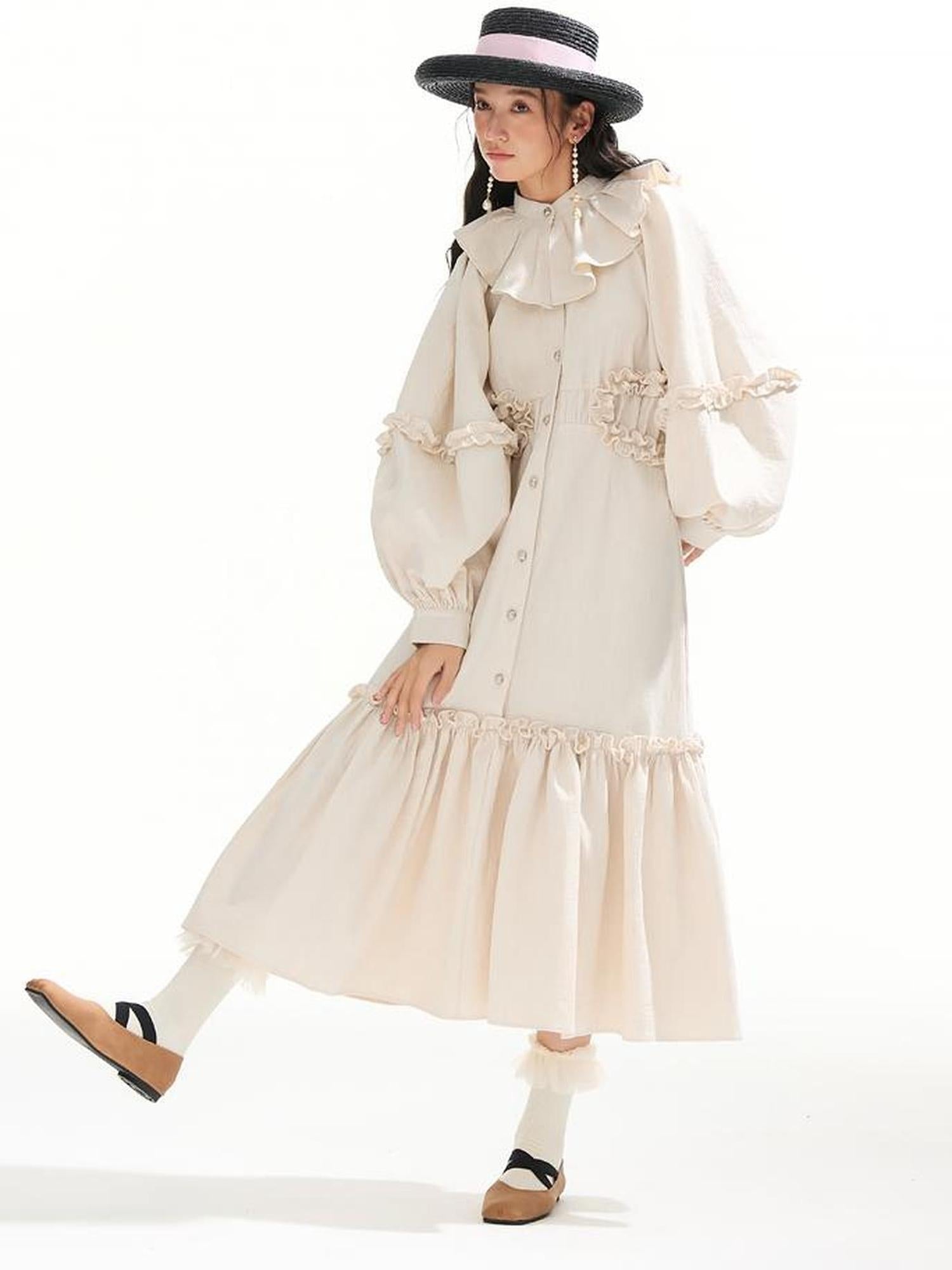 Sweet Mi Vintage Flare Sleeve Eco Dress 70 98 110 71 100 120 Plant Dyed