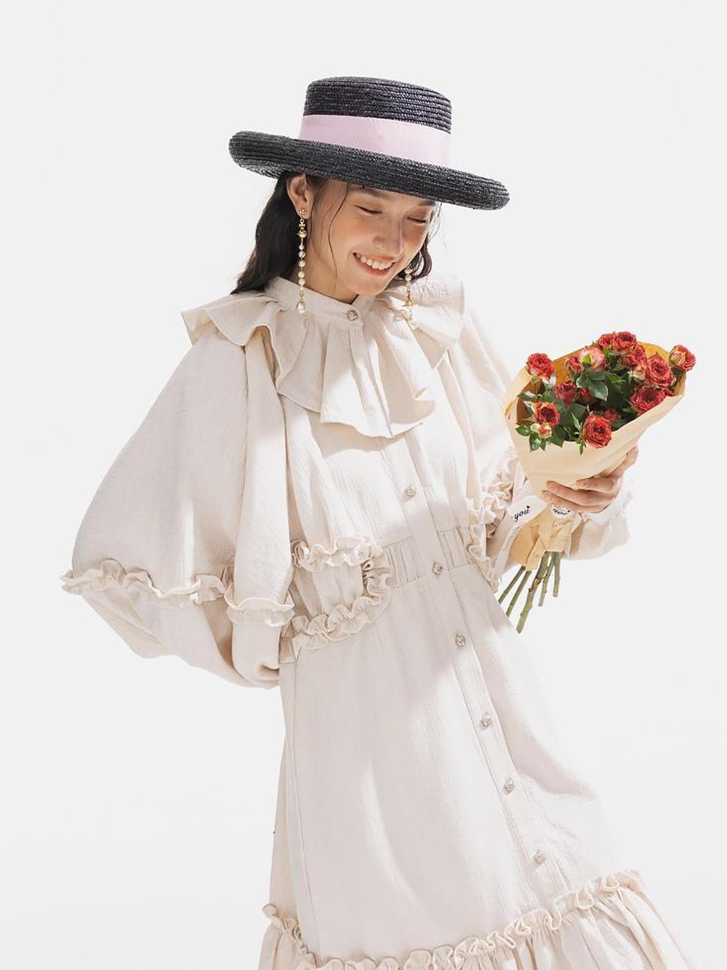 Sweet Mi Vintage Flare Sleeve Eco Dress 70 98 110 71 100 120 Plant Dyed