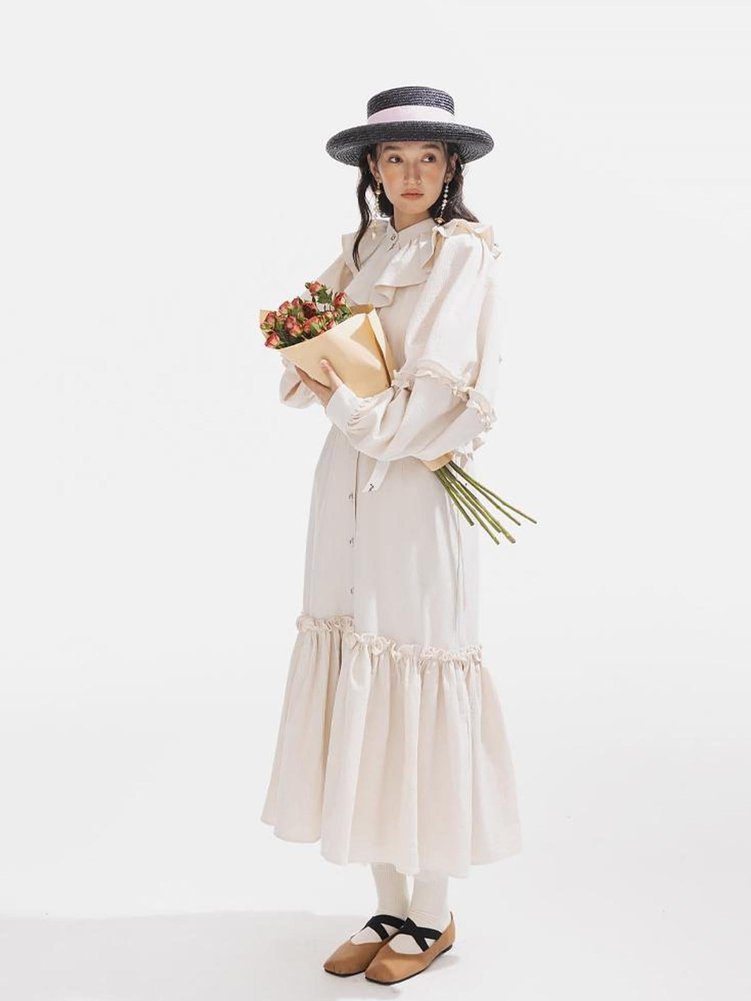 Sweet Mi Vintage Flare Sleeve Eco Dress 70 98 110 71 100 120 Plant Dyed