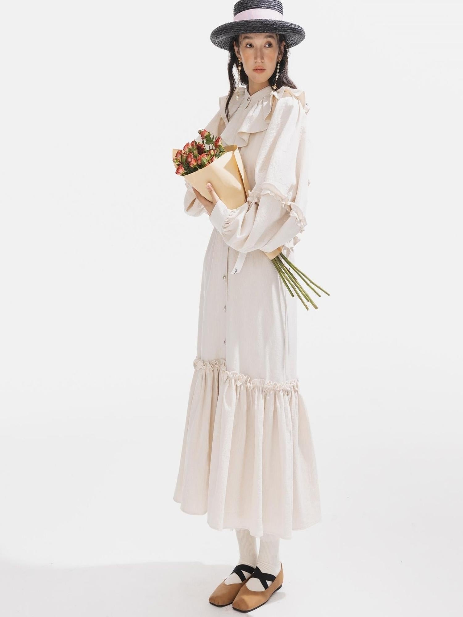 Sweet Mi Vintage Flare Sleeve Eco Dress 70 98 110 71 100 120 Plant Dyed