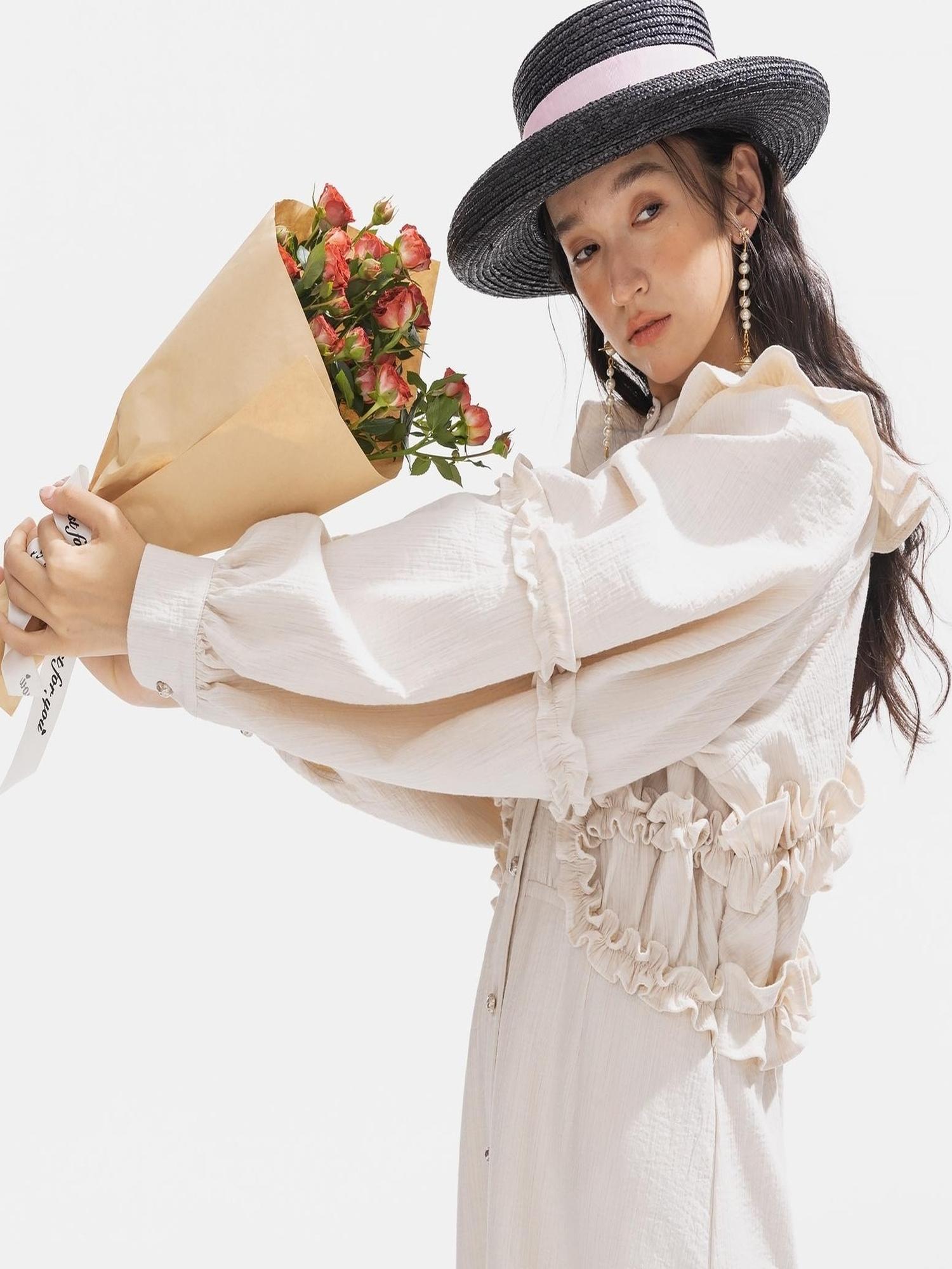 Sweet Mi Vintage Flare Sleeve Eco Dress 70 98 110 71 100 120 Plant Dyed