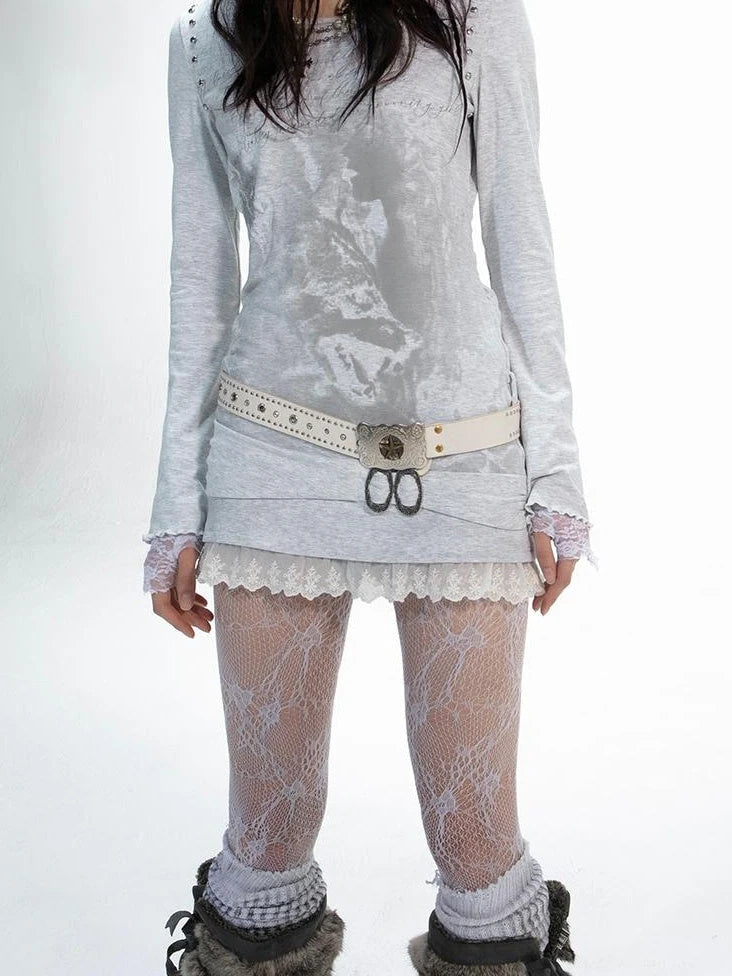 Vintage Floral Lace Long Sleeve Blouse Top