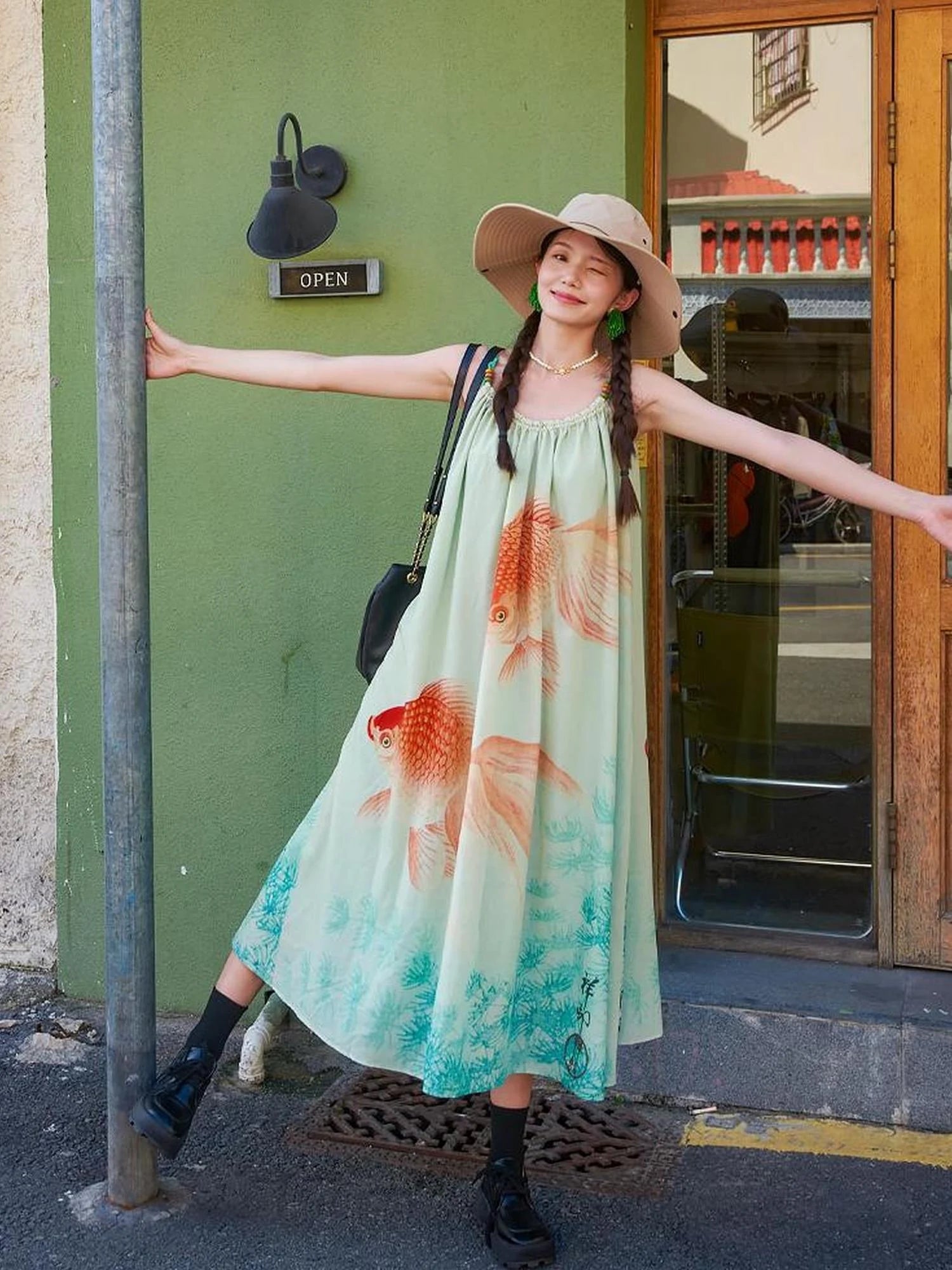 Vintage Floral Print Boho Chiffon Maxi Dress