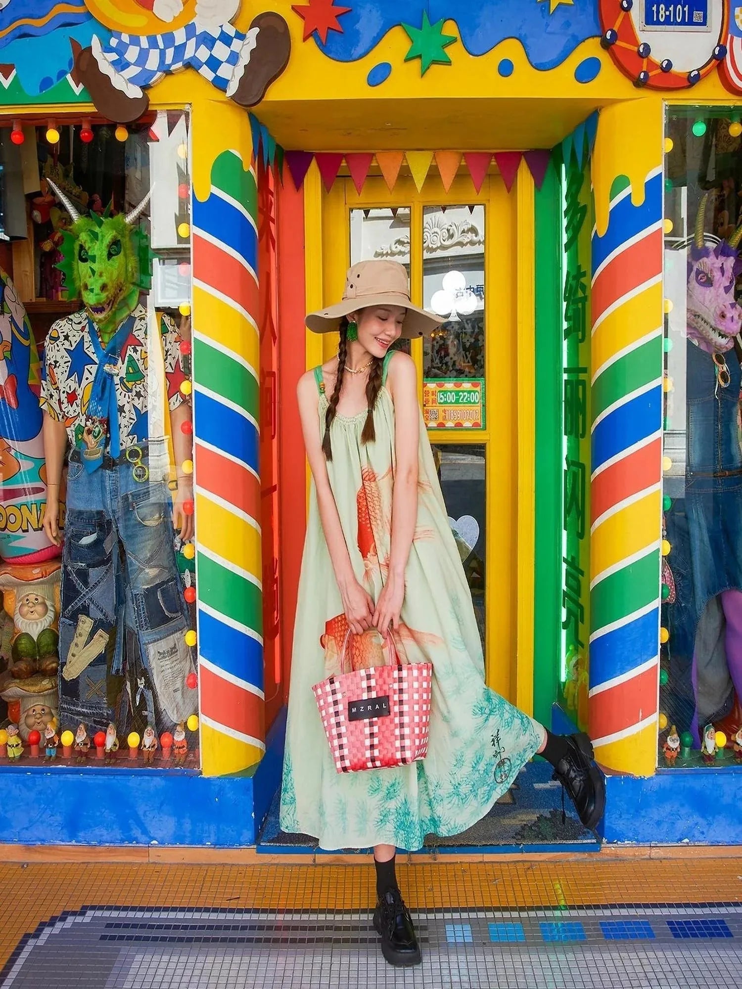 Vintage Floral Print Boho Chiffon Maxi Dress