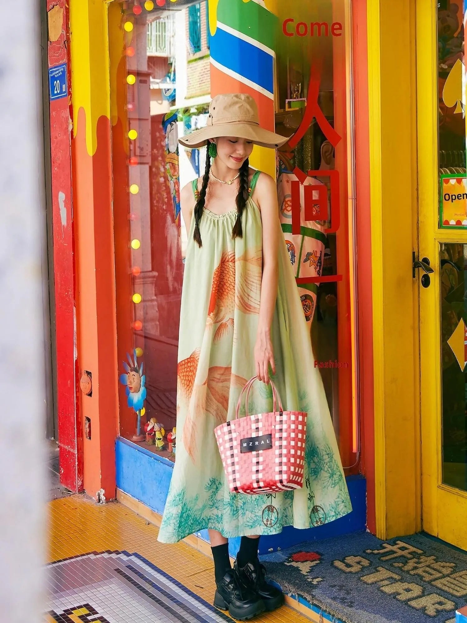 Vintage Floral Print Boho Chiffon Maxi Dress