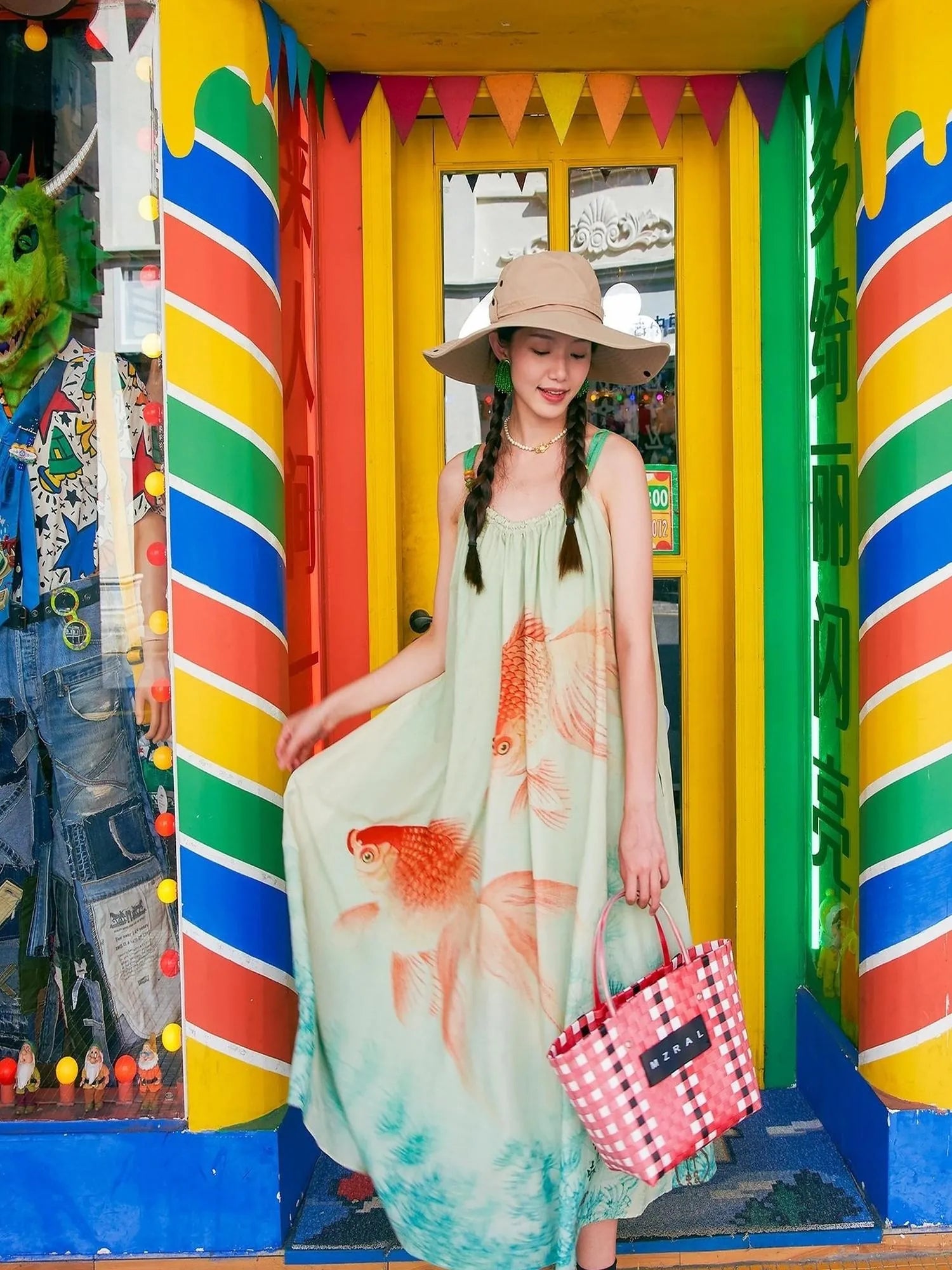 Vintage Floral Print Boho Chiffon Maxi Dress