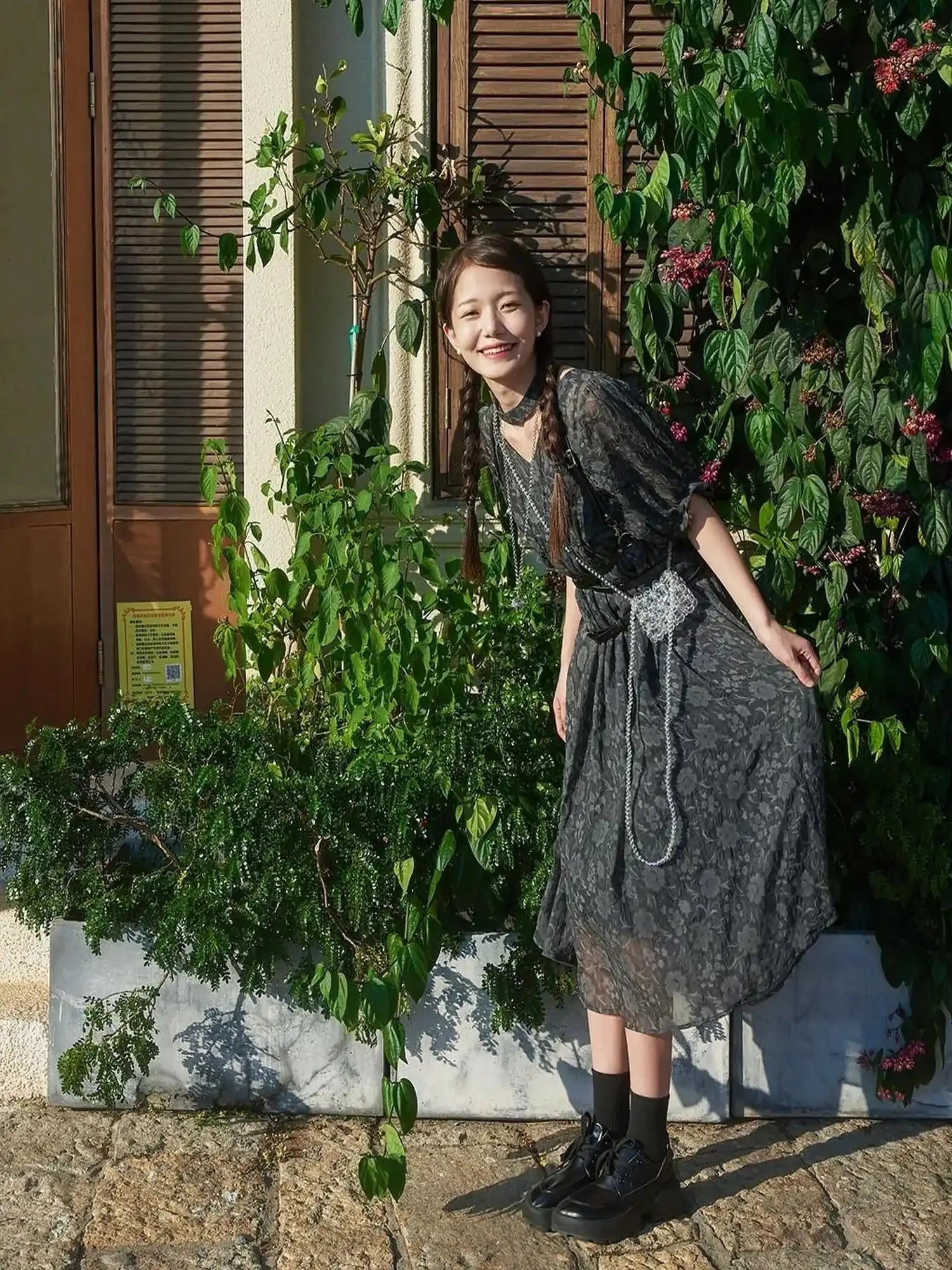 Vintage French Eco Dyed Linen Summer Dress